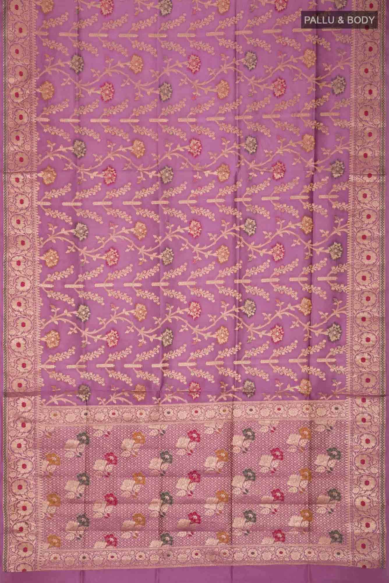 Mauve Banarasi Raw Silk Saree