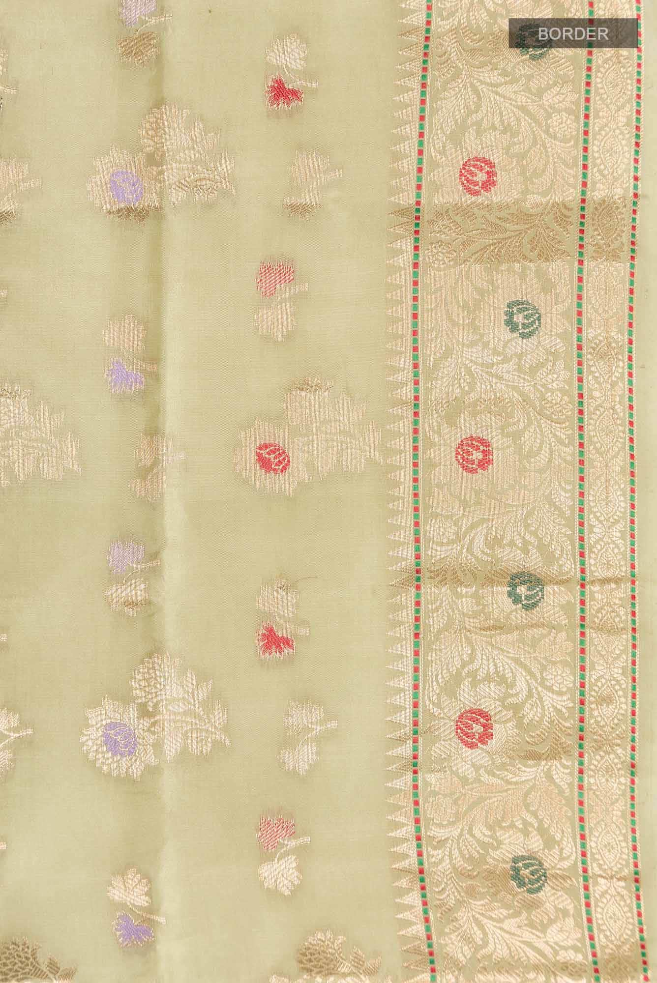 Green Banarasi Raw Silk Saree