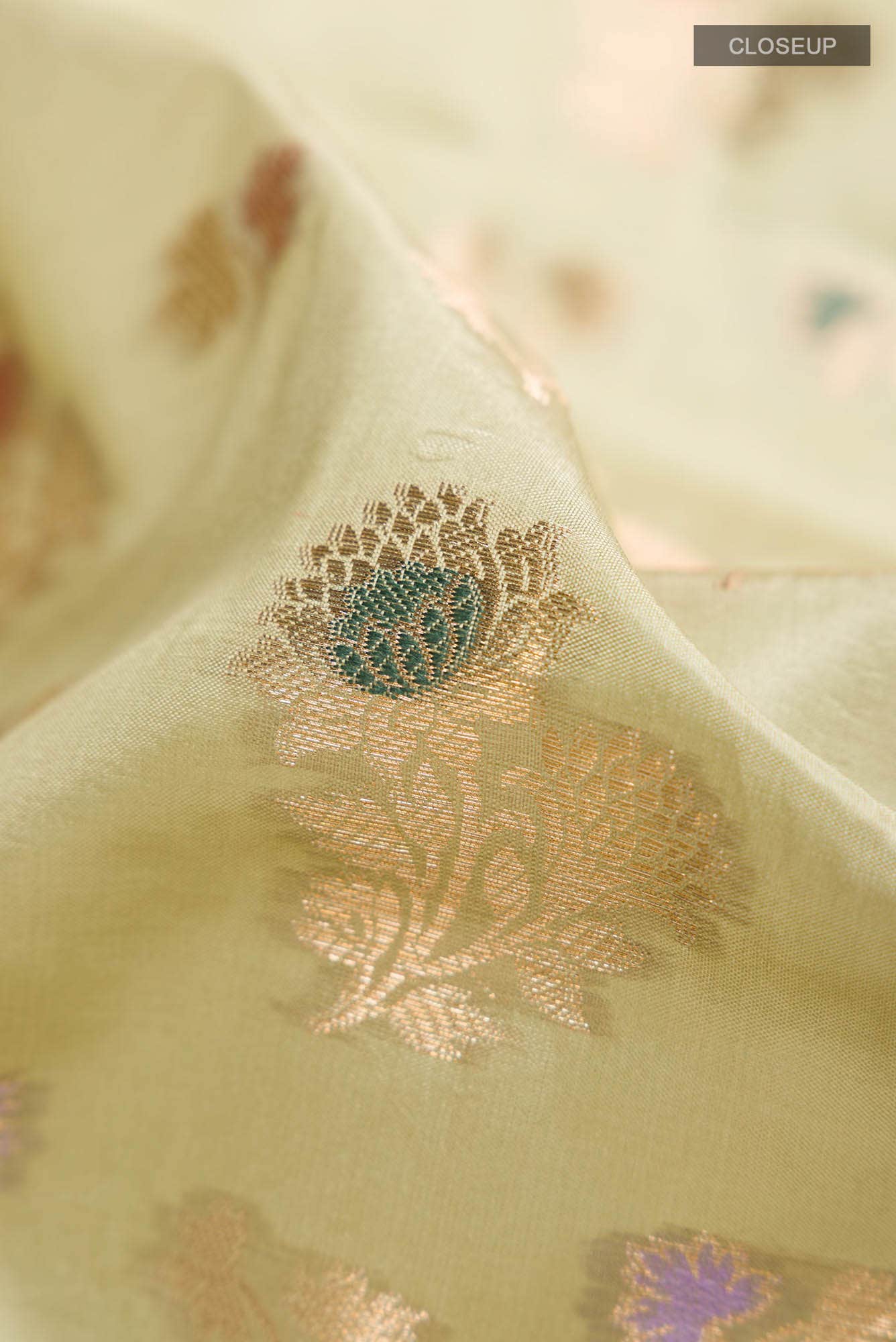 Green Banarasi Raw Silk Saree