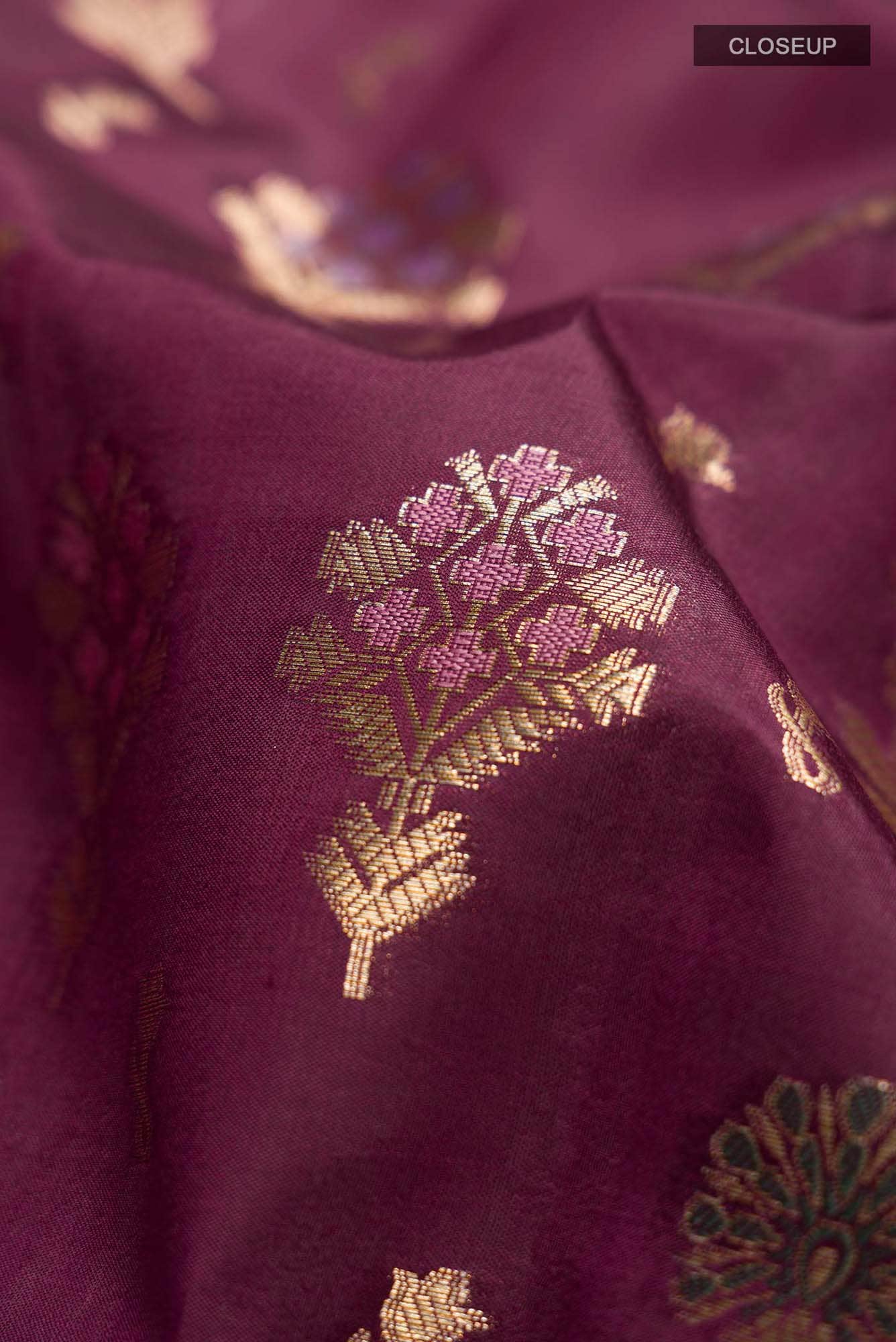 Purple Banarasi Raw Silk Saree