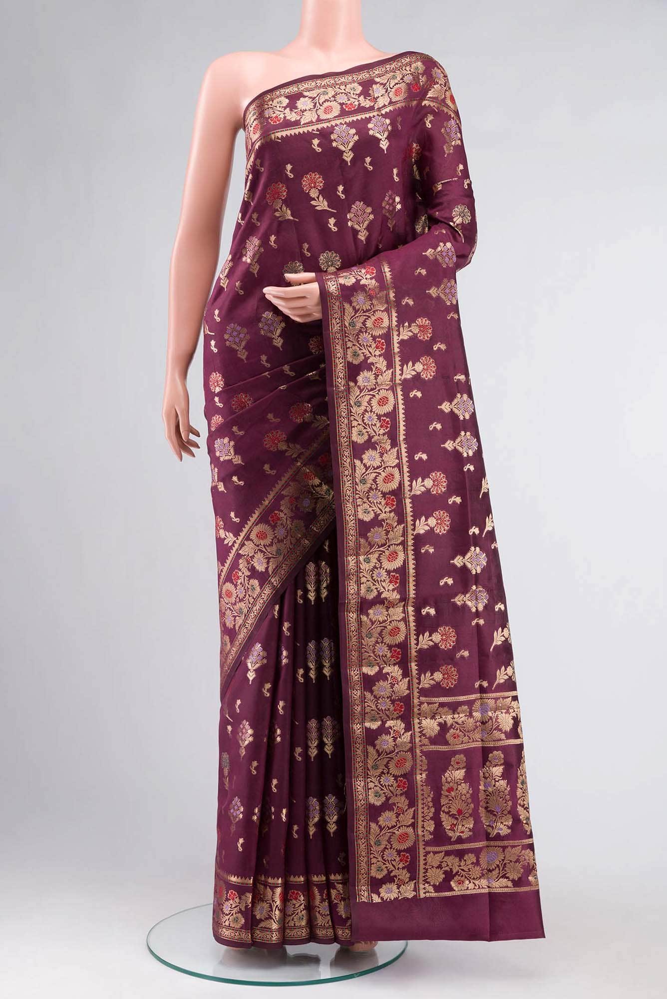 Purple Banarasi Raw Silk Saree