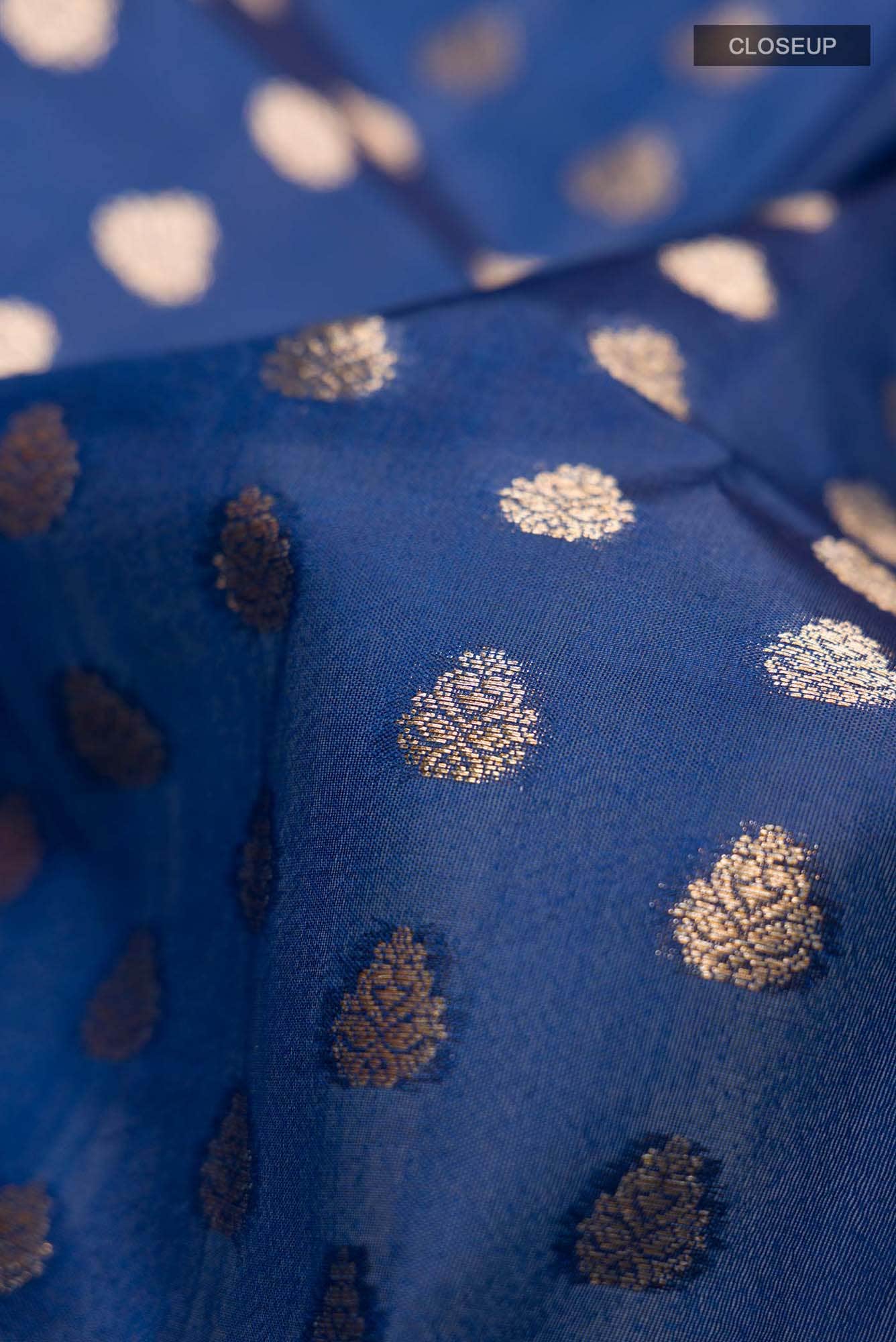 Blue Banarasi Raw Silk Saree
