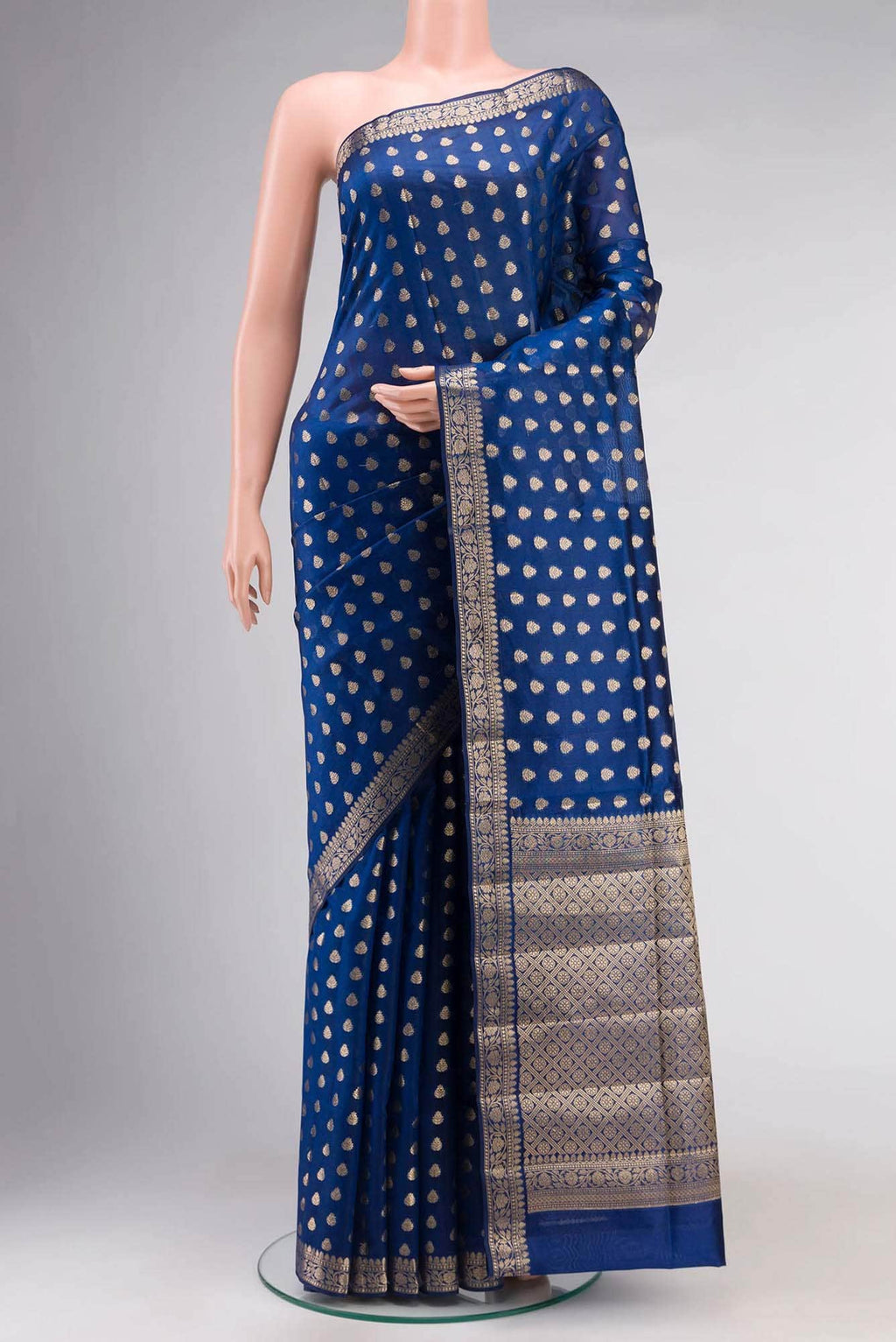 Blue Banarasi Raw Silk Saree