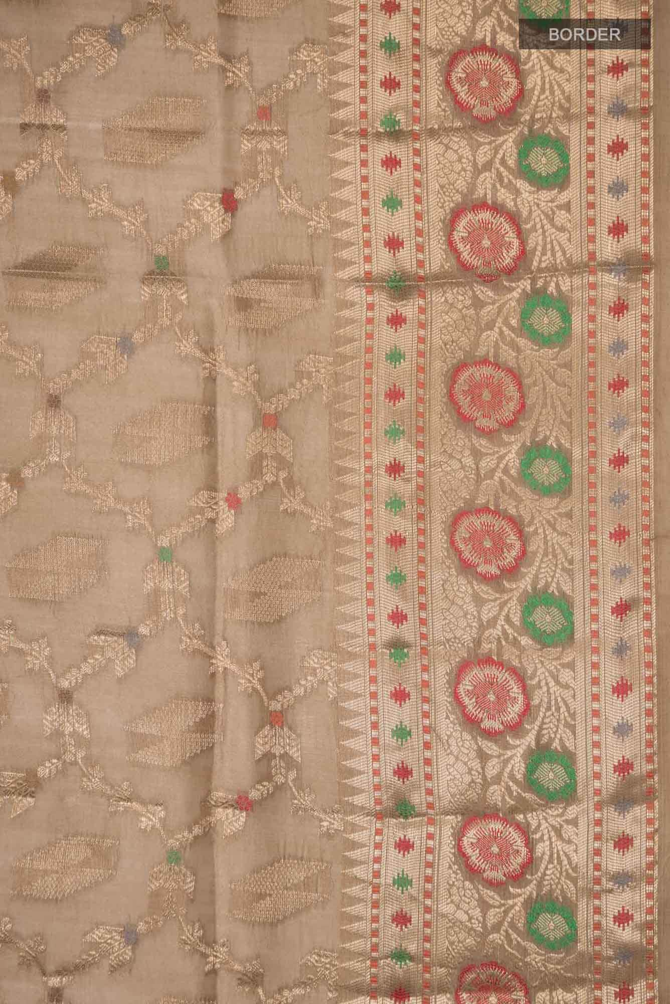 Beige Banarasi Raw Silk Saree
