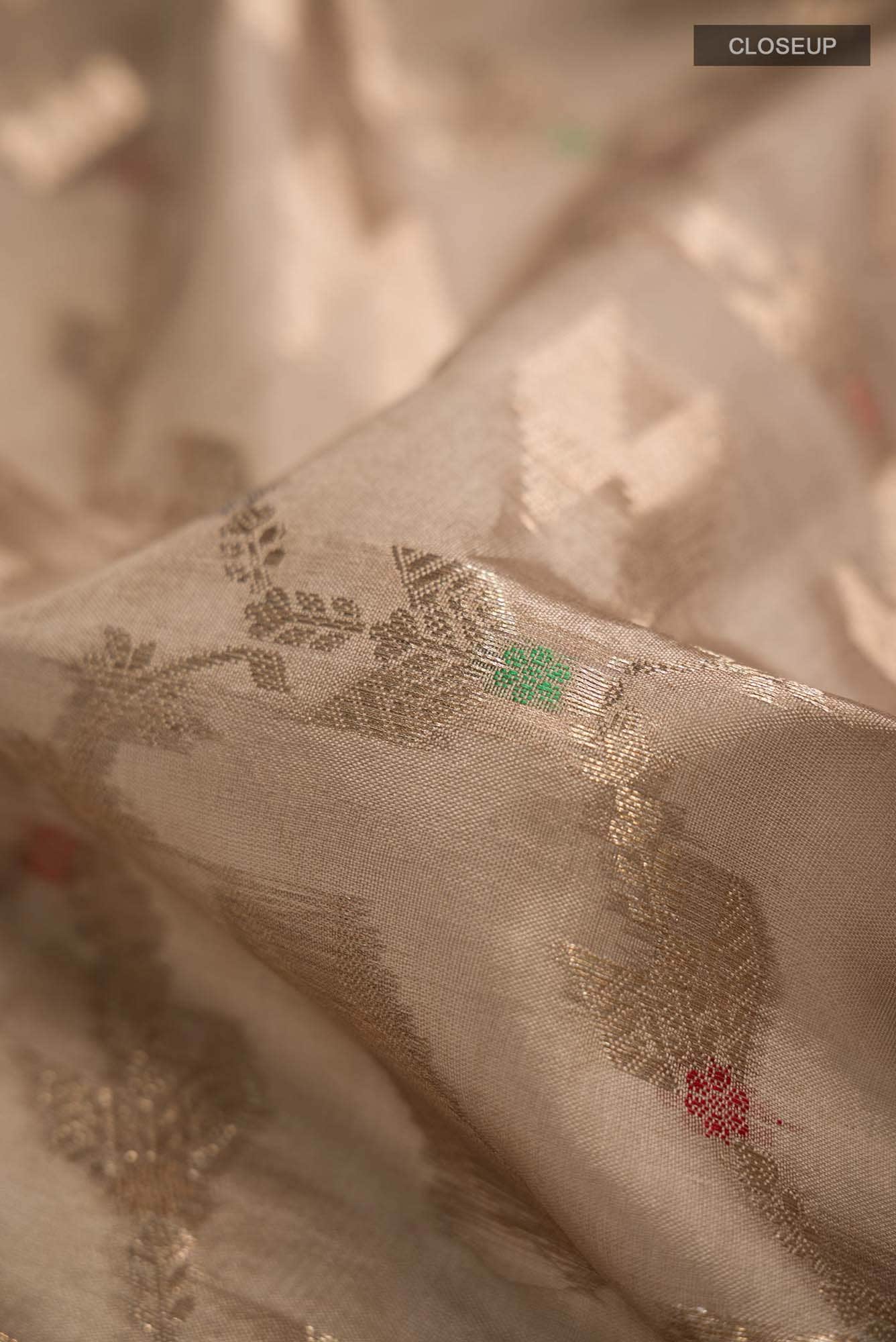 Beige Banarasi Raw Silk Saree