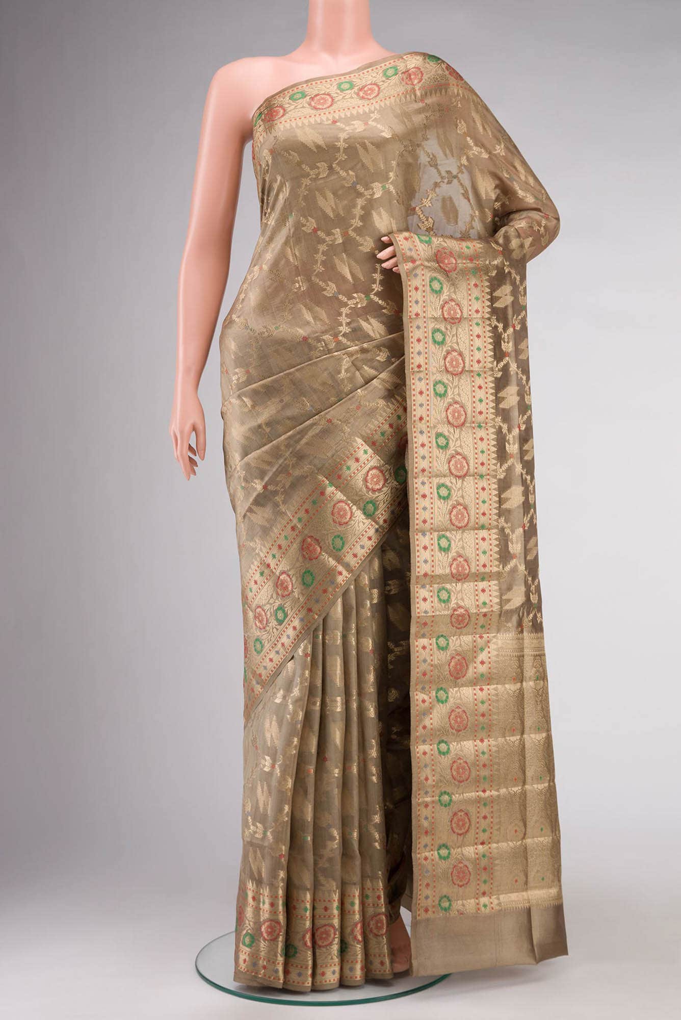 Beige Banarasi Raw Silk Saree