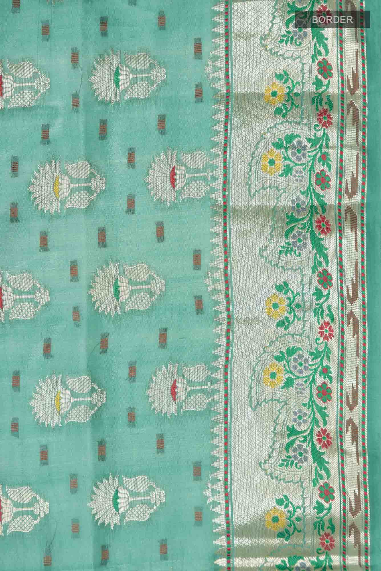 Green Banarasi Raw Silk Saree