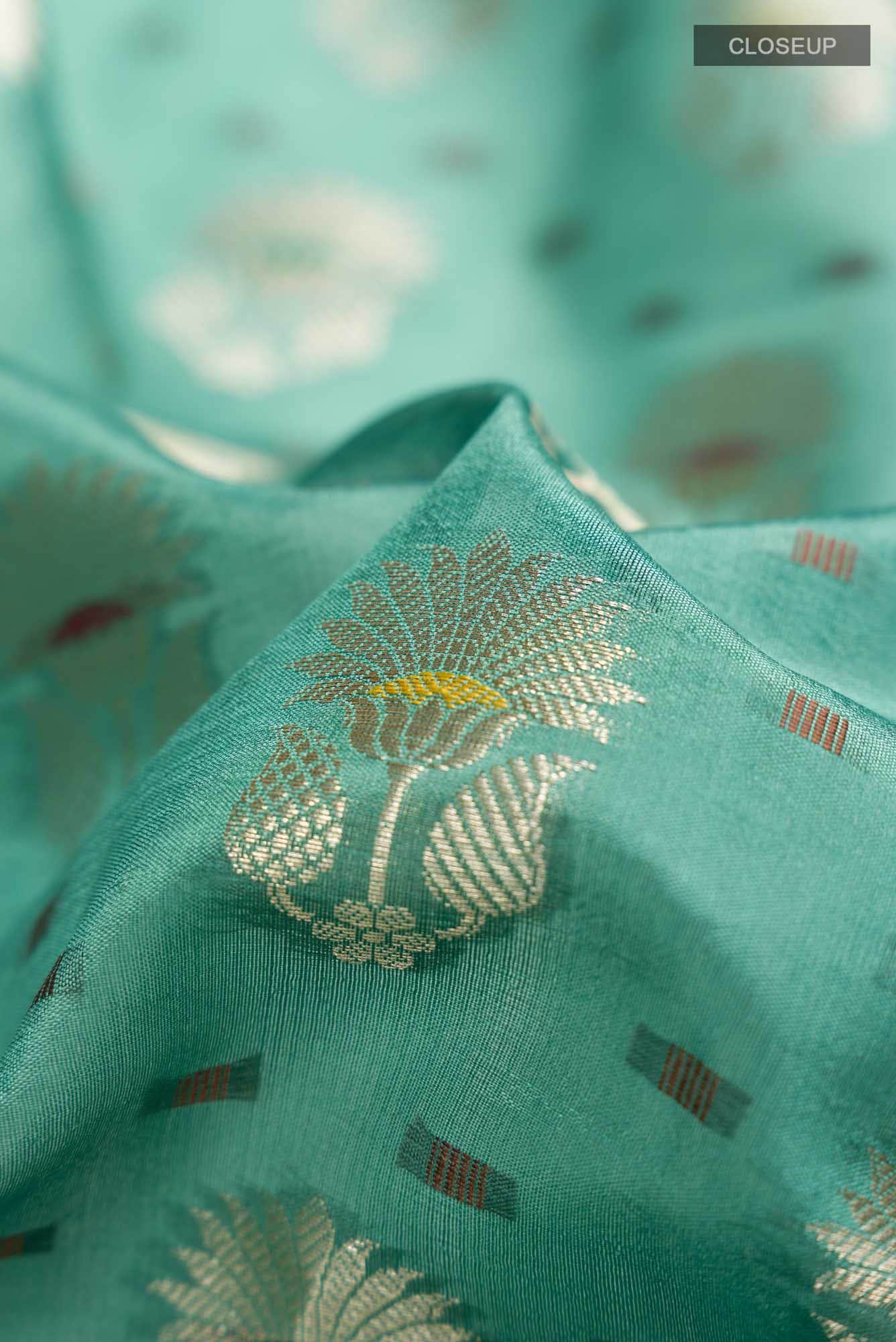 Green Banarasi Raw Silk Saree