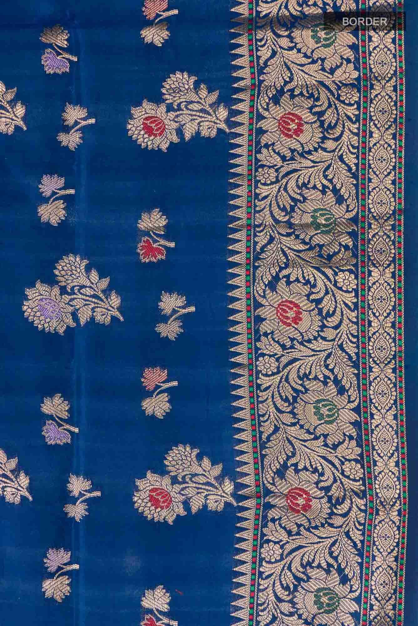 Blue Banarasi Raw Silk Saree