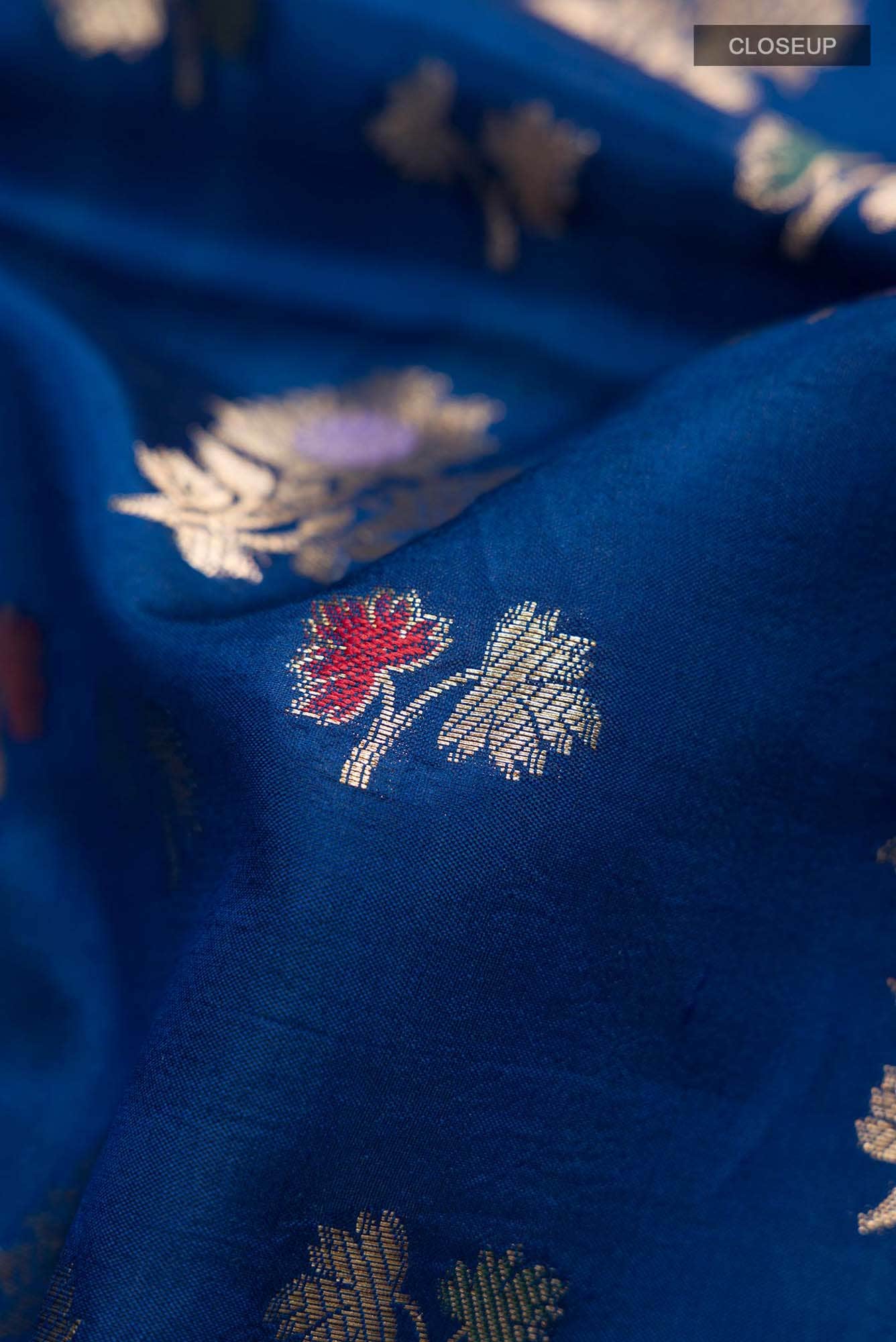 Blue Banarasi Raw Silk Saree