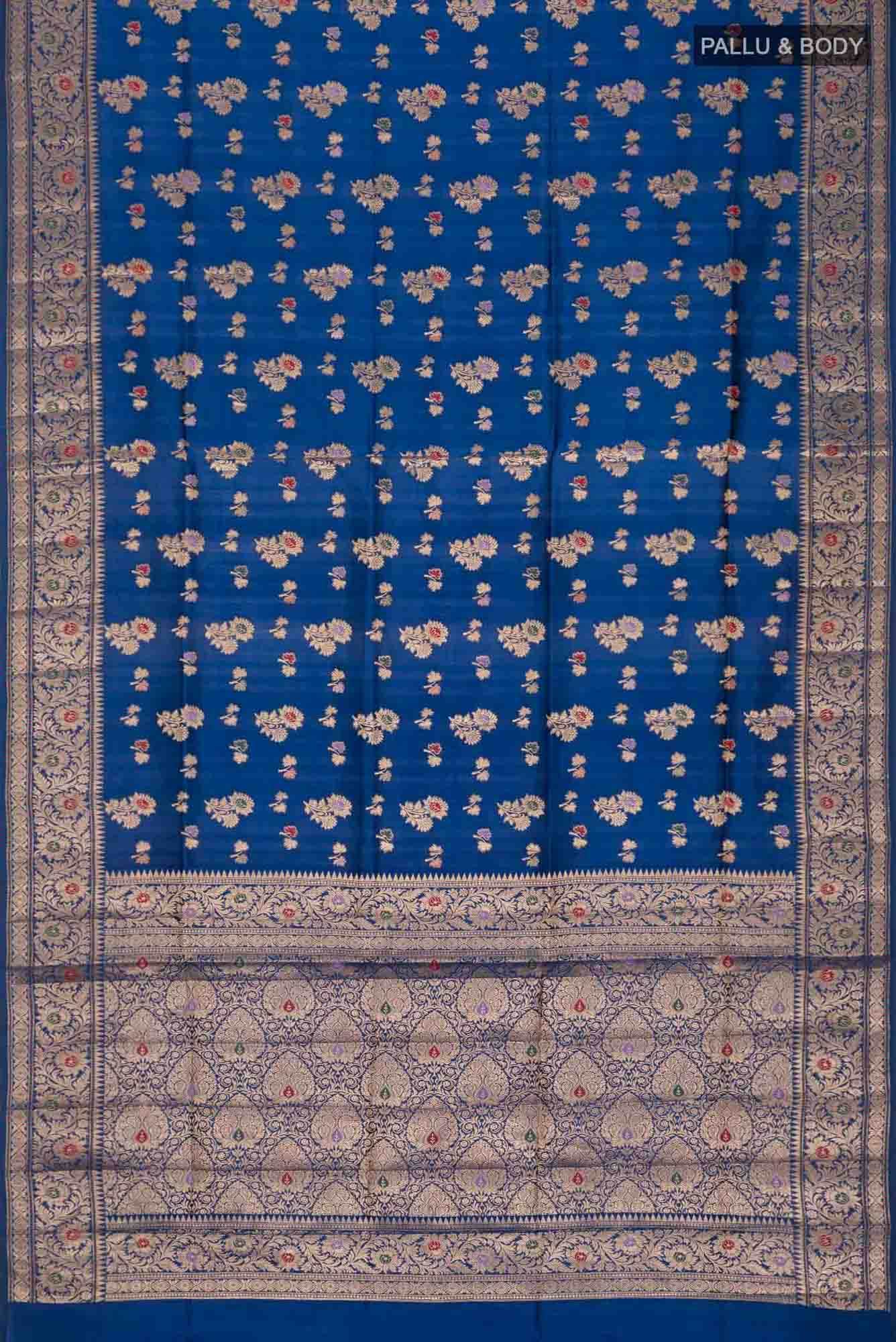 Blue Banarasi Raw Silk Saree