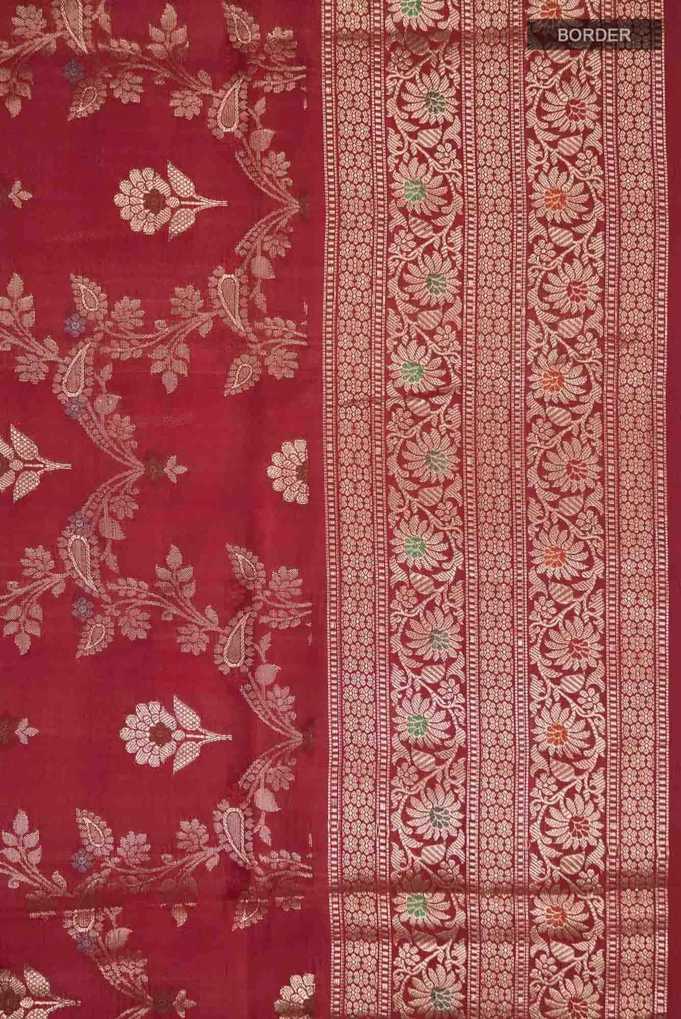 Red Banarasi Raw Silk Saree