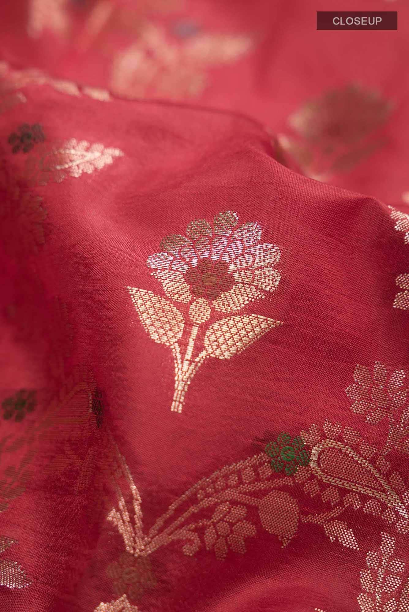 Red Banarasi Raw Silk Saree