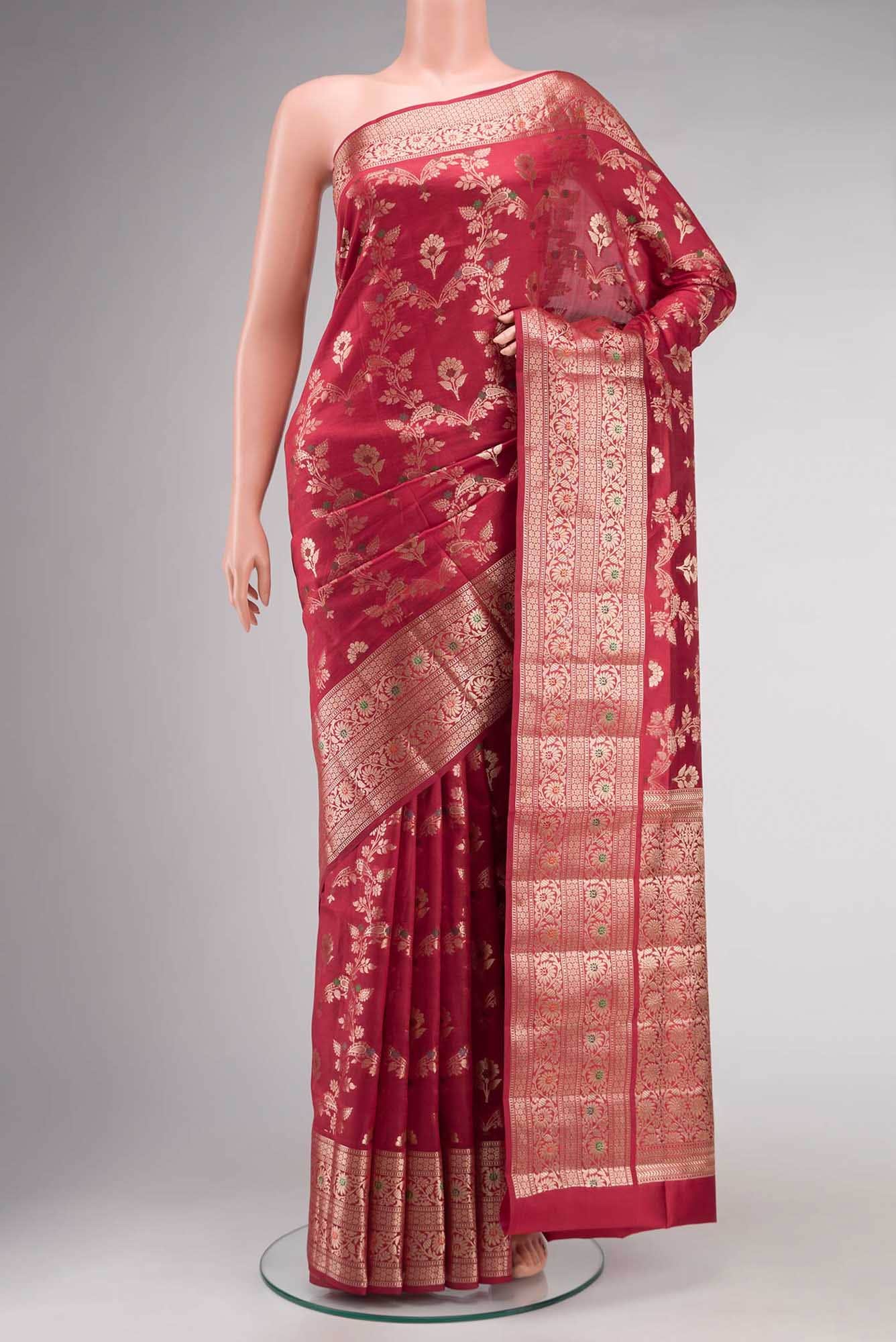 Red Banarasi Raw Silk Saree