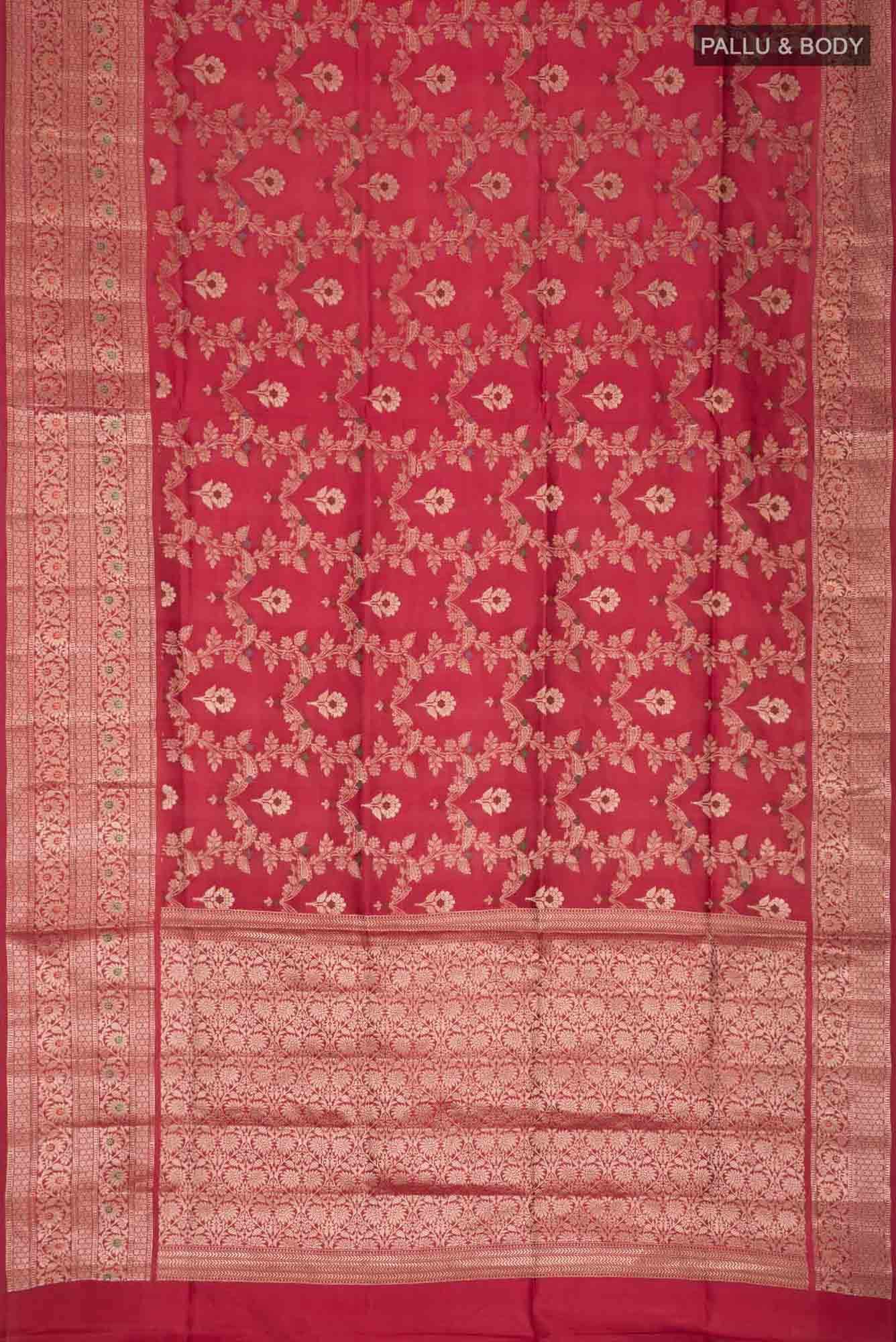 Red Banarasi Raw Silk Saree