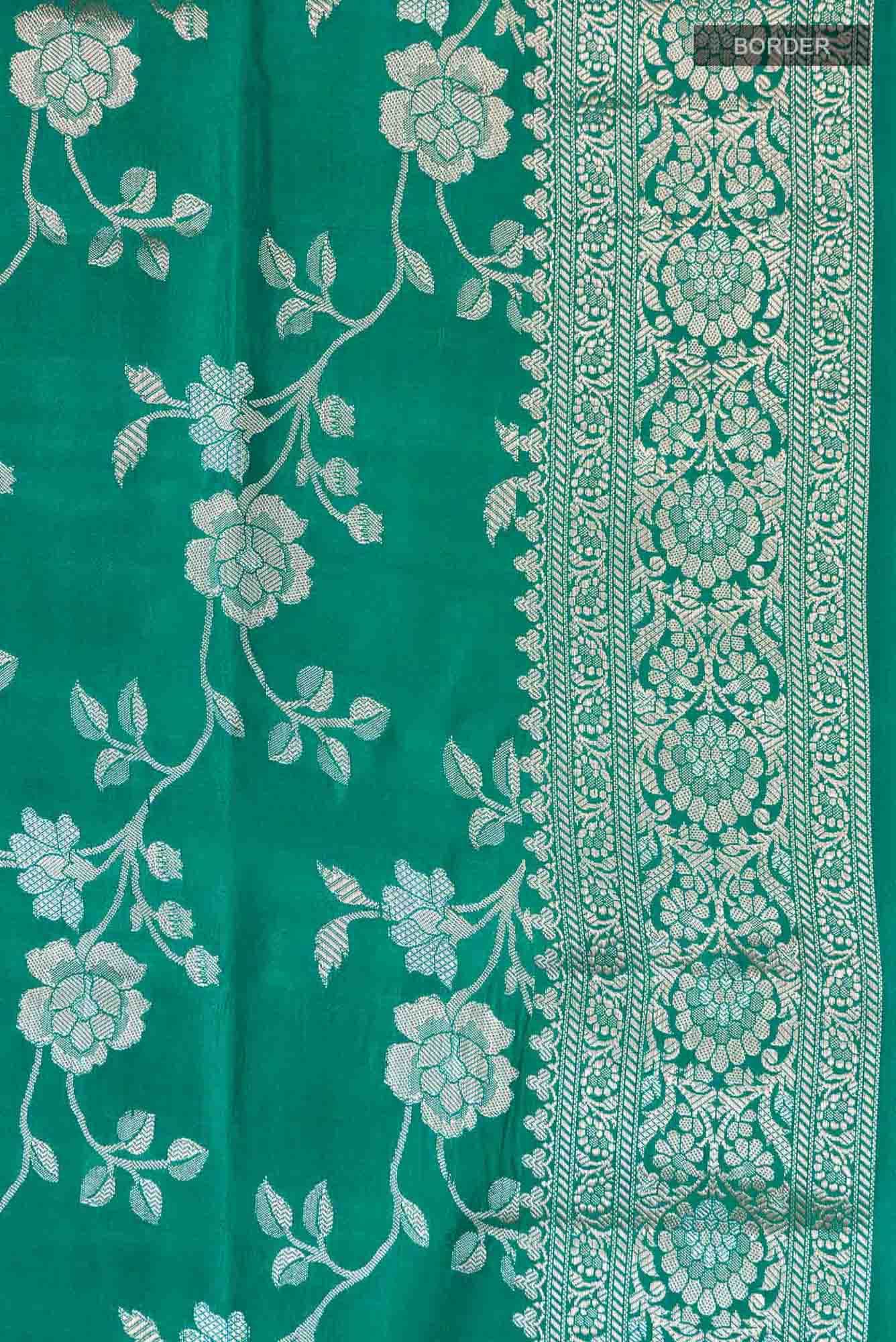 Green Banarasi Raw Silk Saree