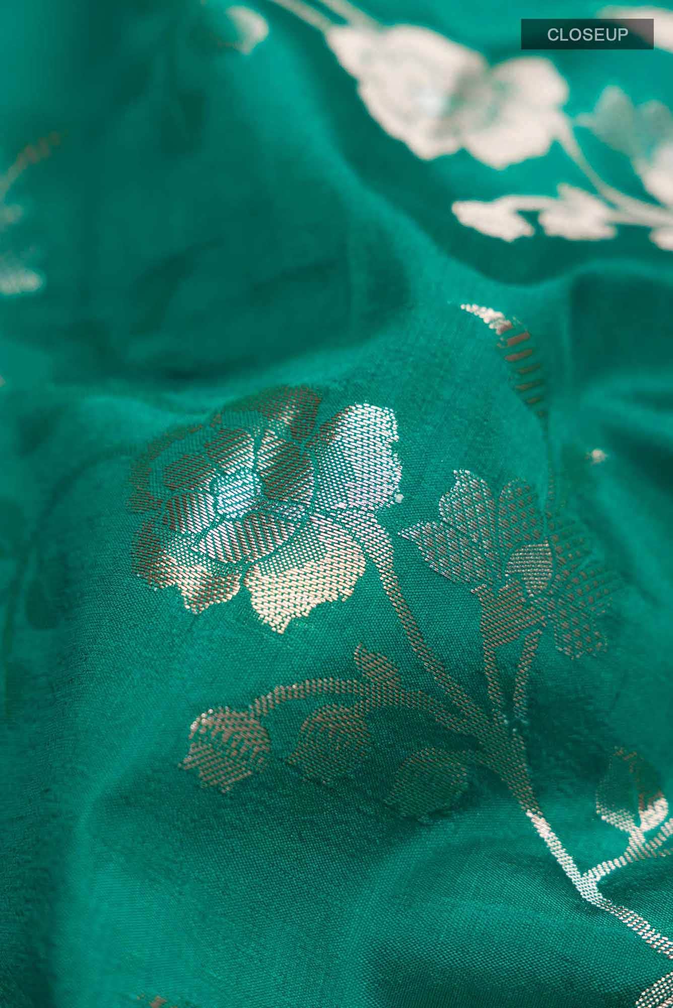 Green Banarasi Raw Silk Saree