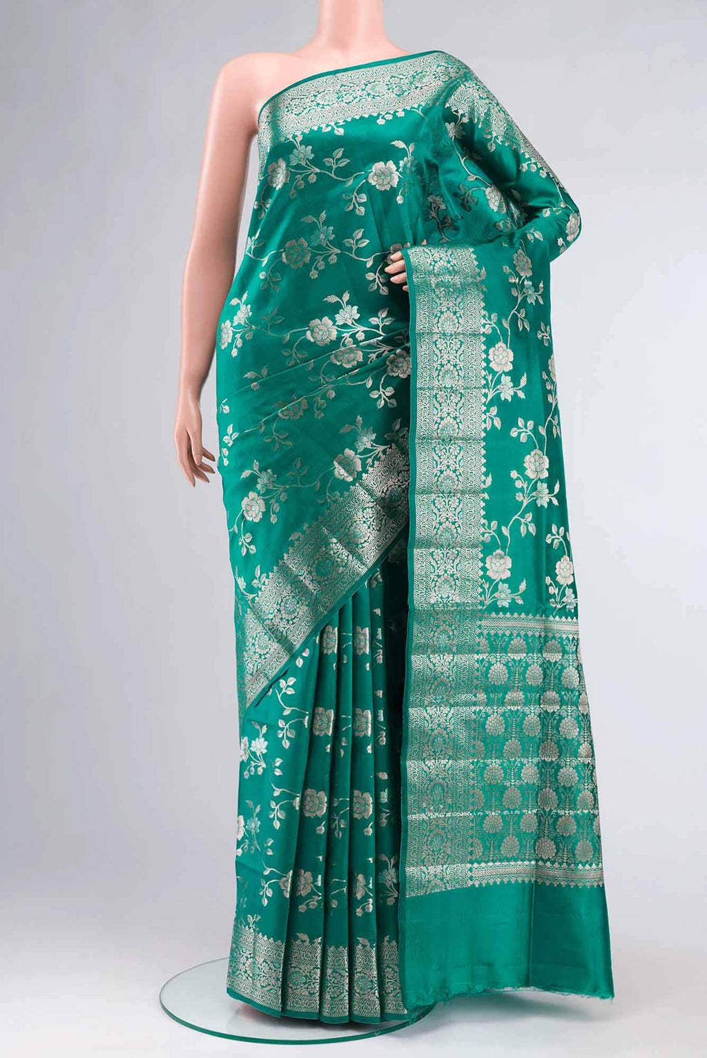 Green Banarasi Raw Silk Saree