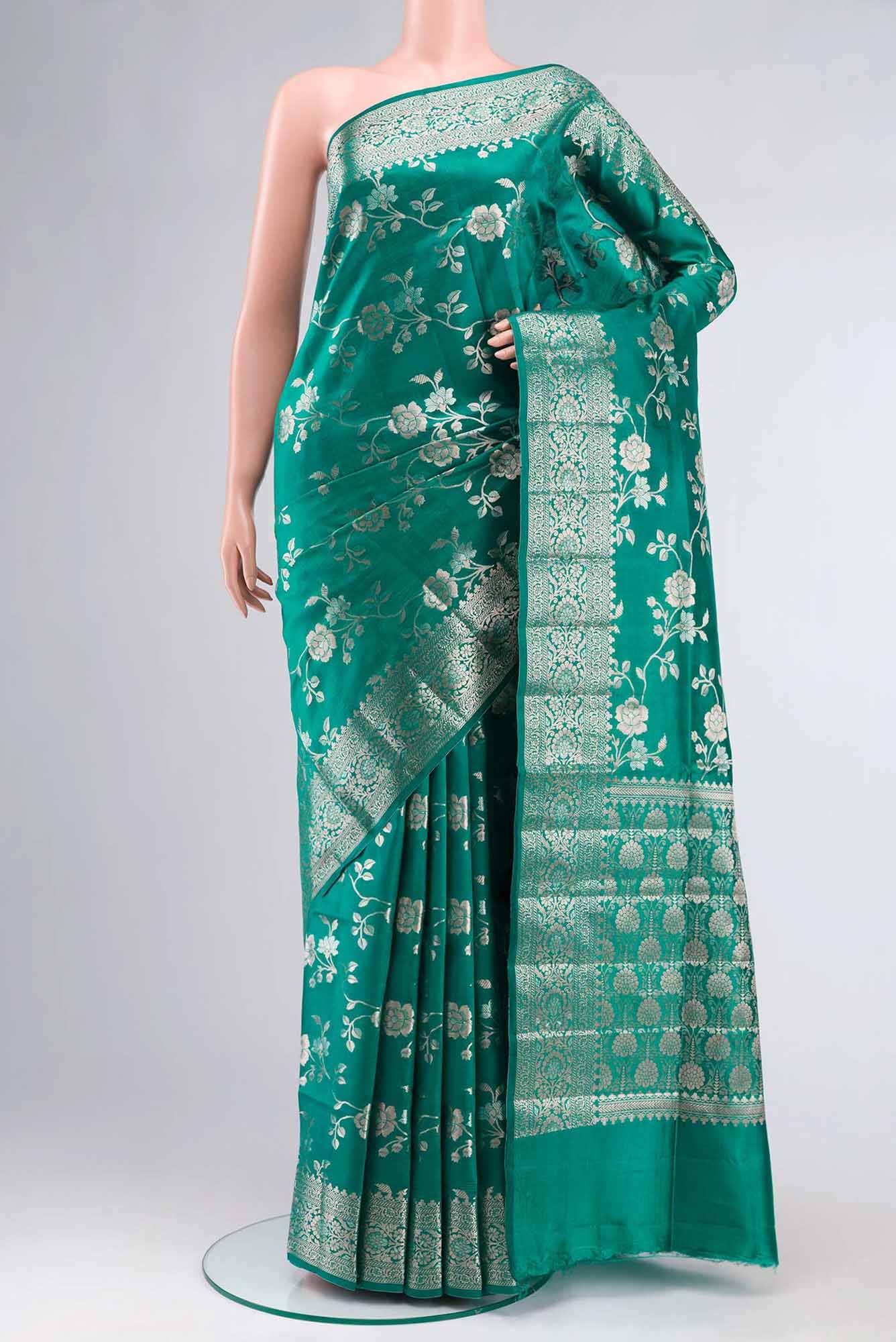 Green Banarasi Raw Silk Saree