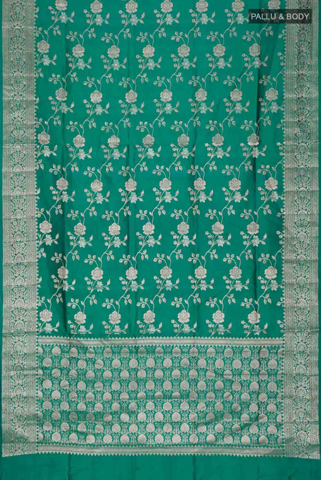 Green Banarasi Raw Silk Saree