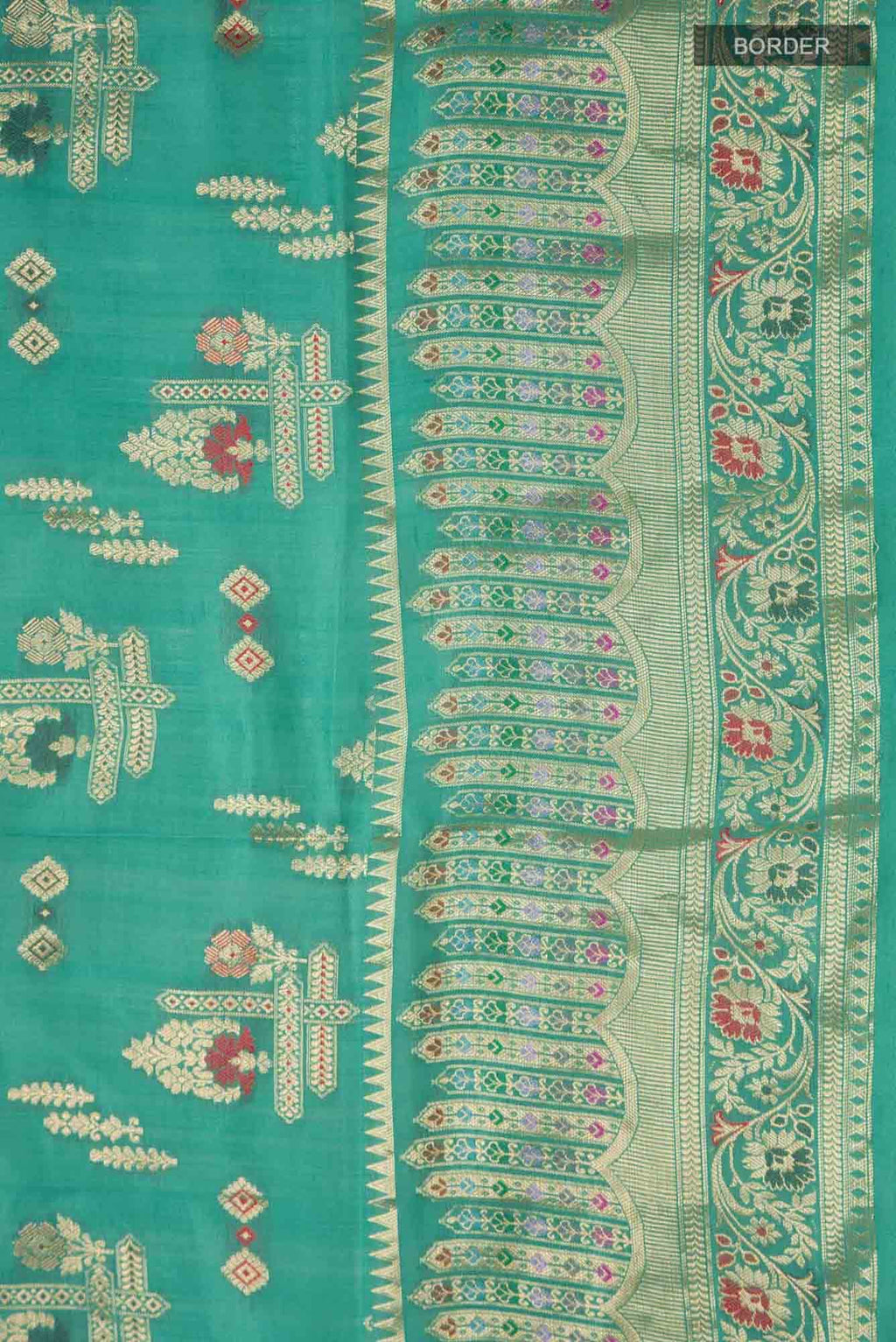 Green Banarasi Raw Silk Saree