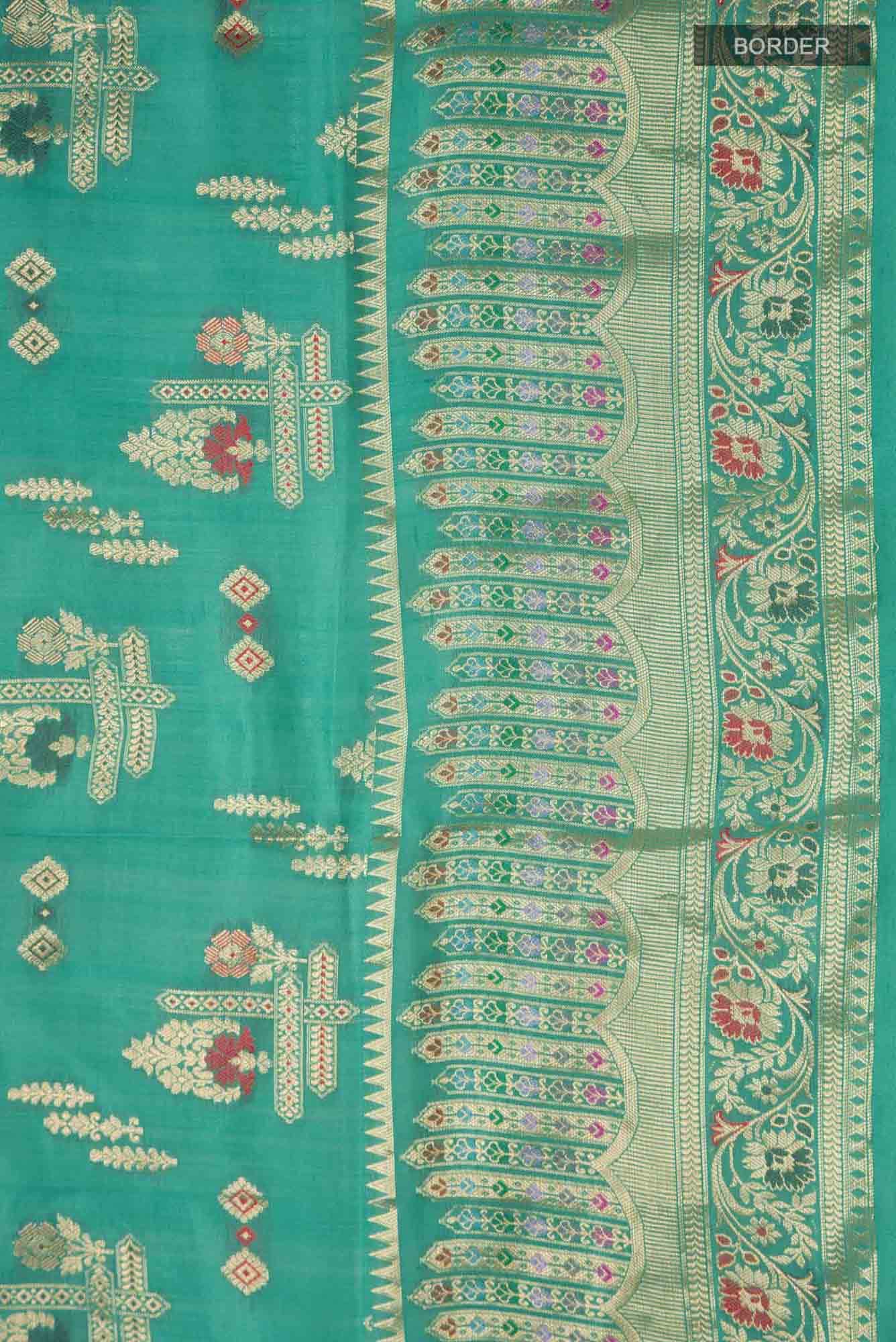 Green Banarasi Raw Silk Saree