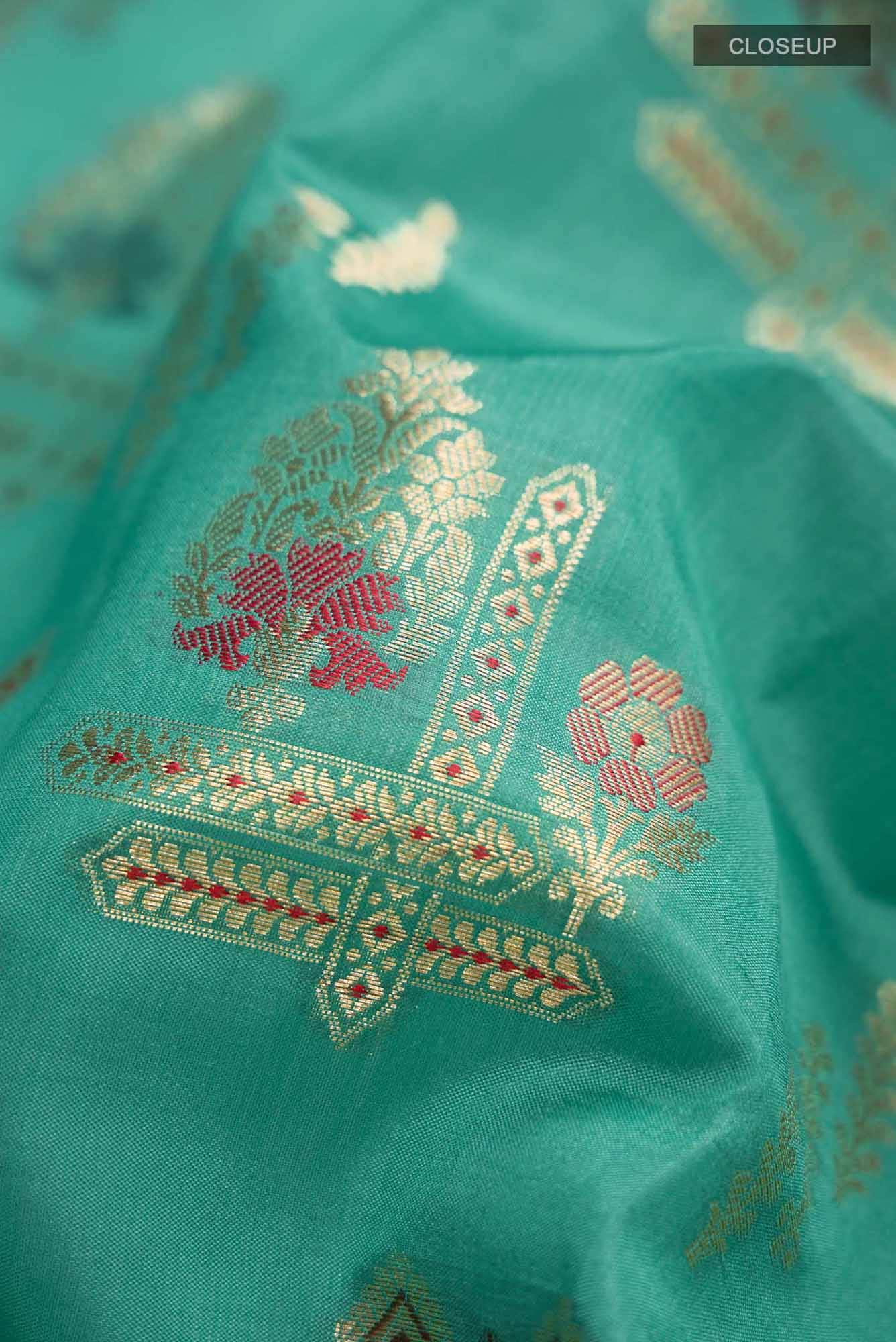 Green Banarasi Raw Silk Saree