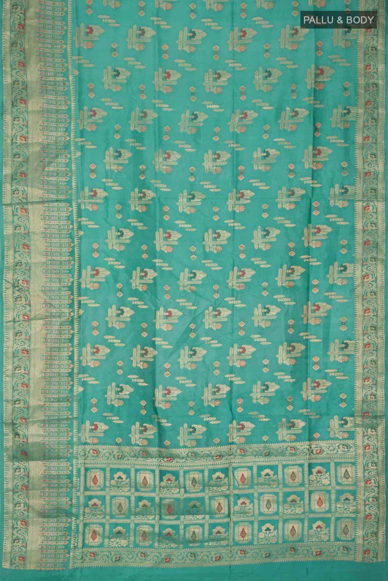 Green Banarasi Raw Silk Saree