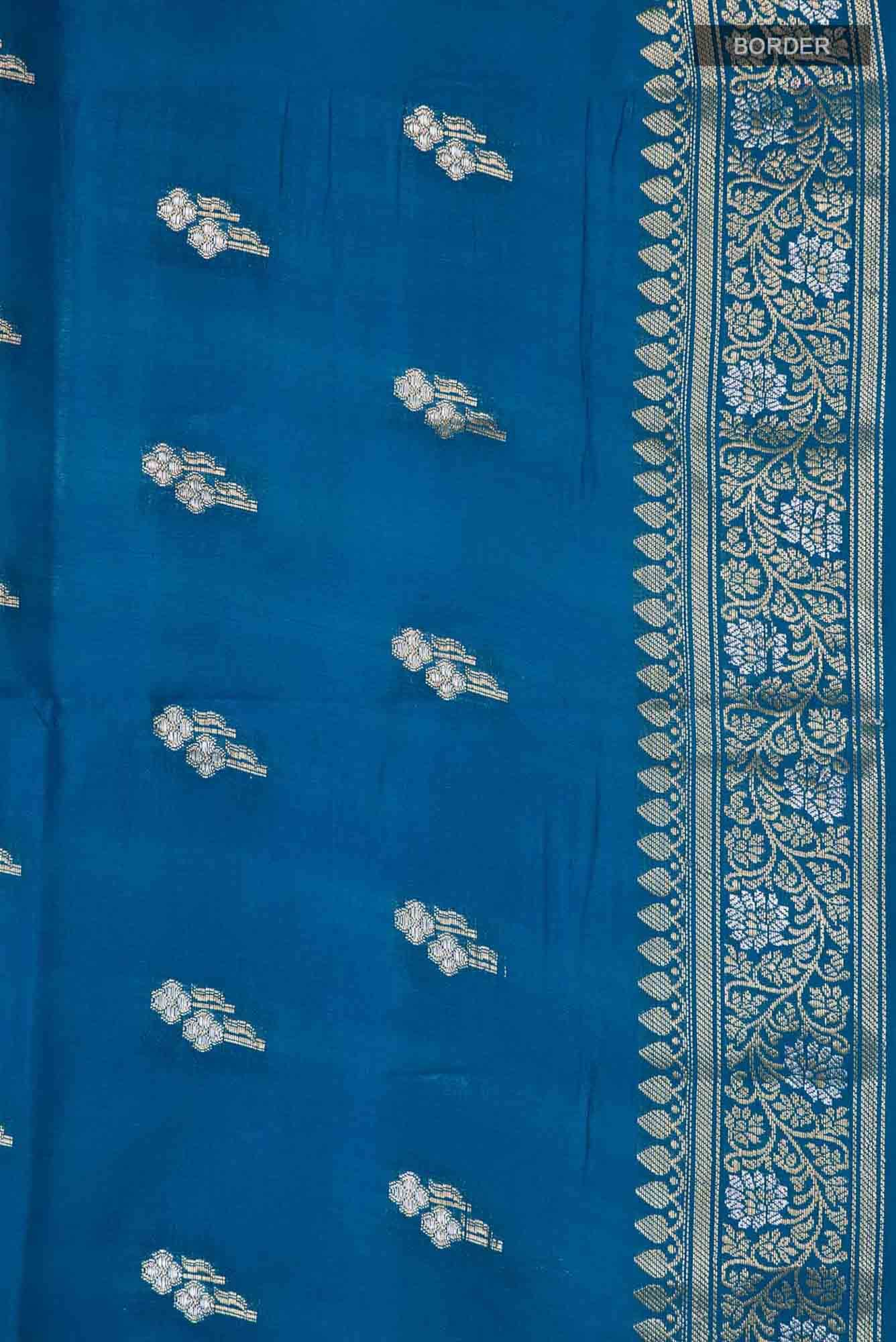 Blue Banarasi Raw Silk Saree