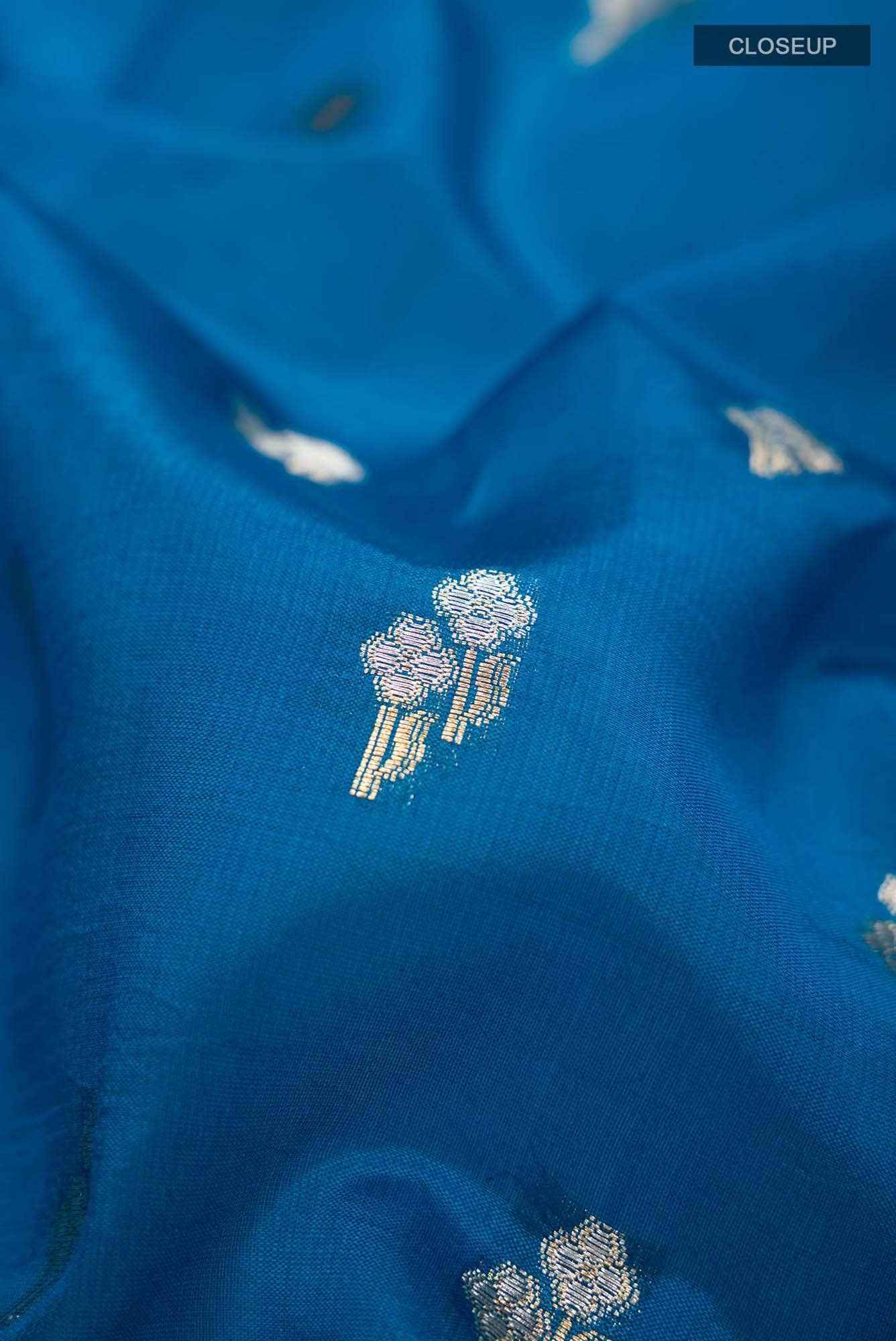 Blue Banarasi Raw Silk Saree