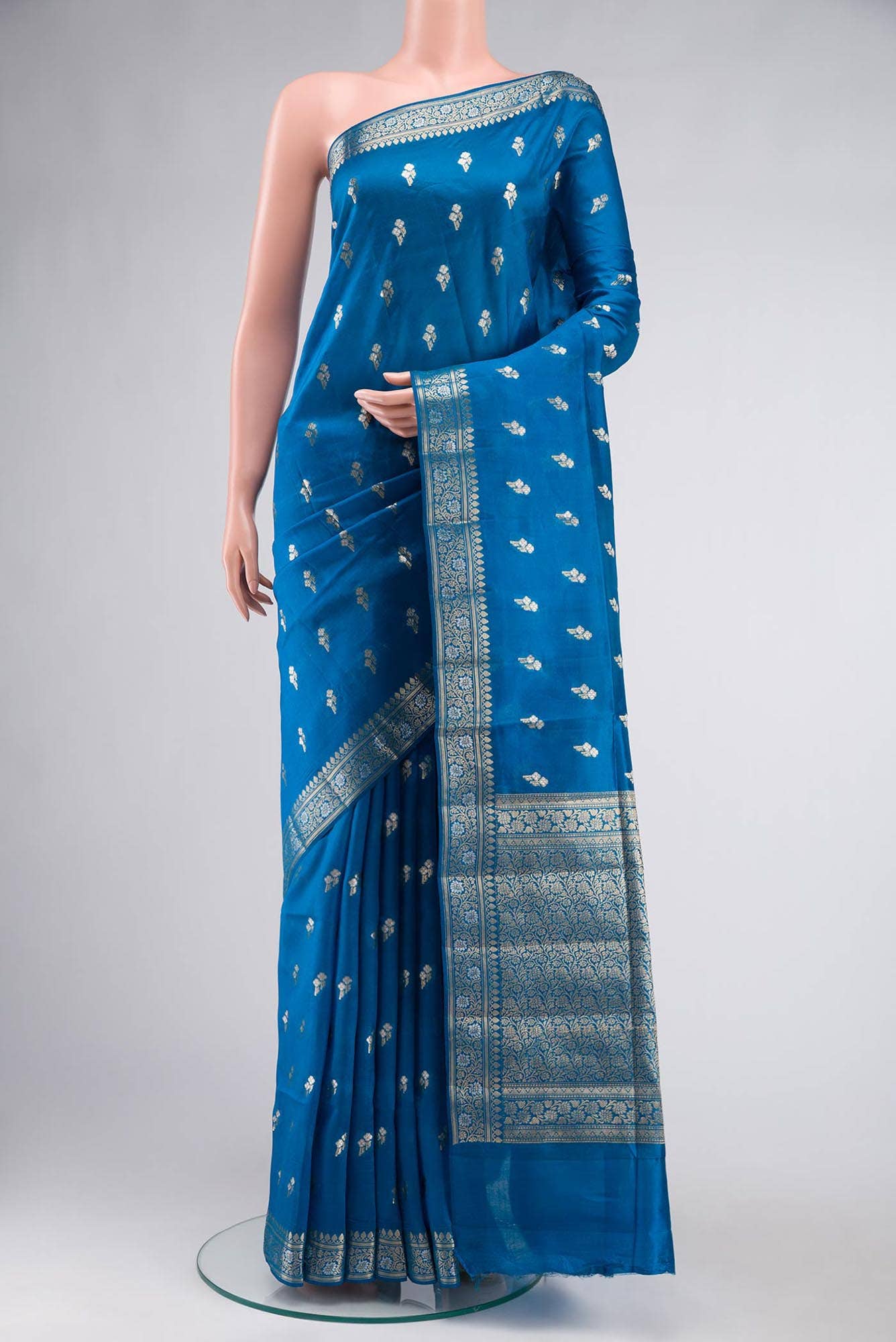 Blue Banarasi Raw Silk Saree