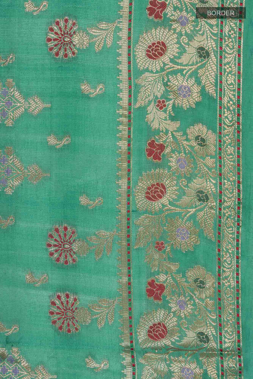 Green Banarasi Raw Silk Saree