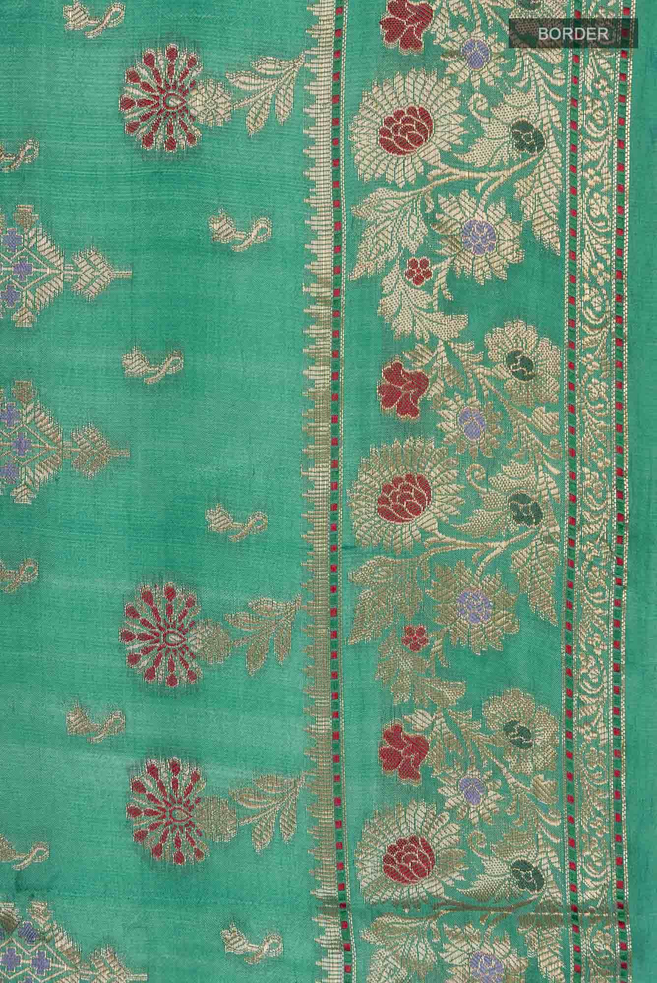 Green Banarasi Raw Silk Saree