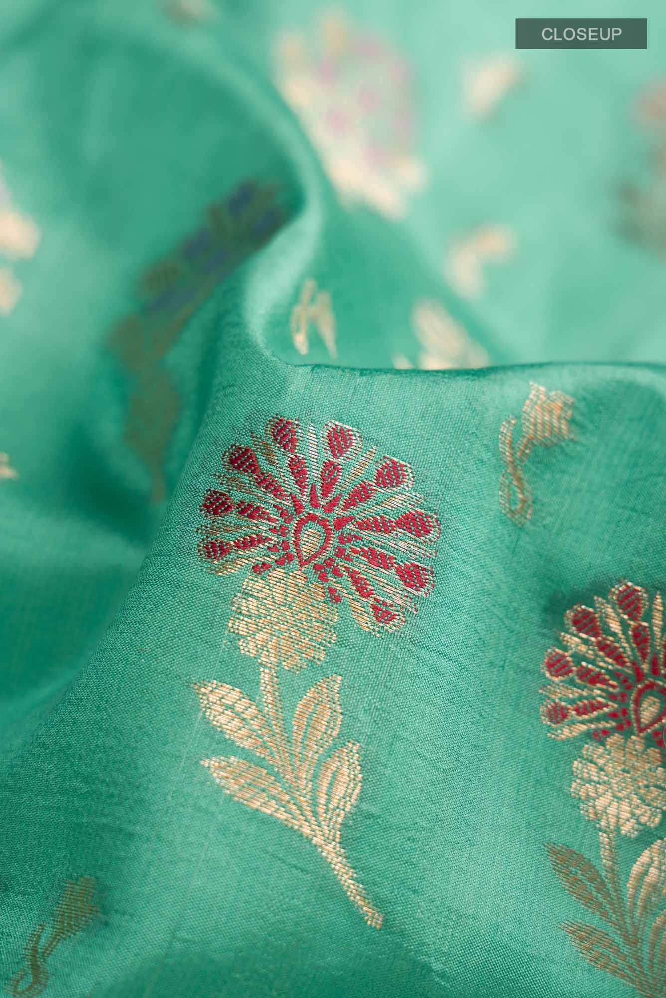 Green Banarasi Raw Silk Saree