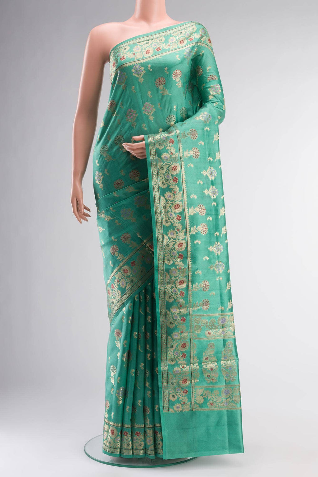 Green Banarasi Raw Silk Saree