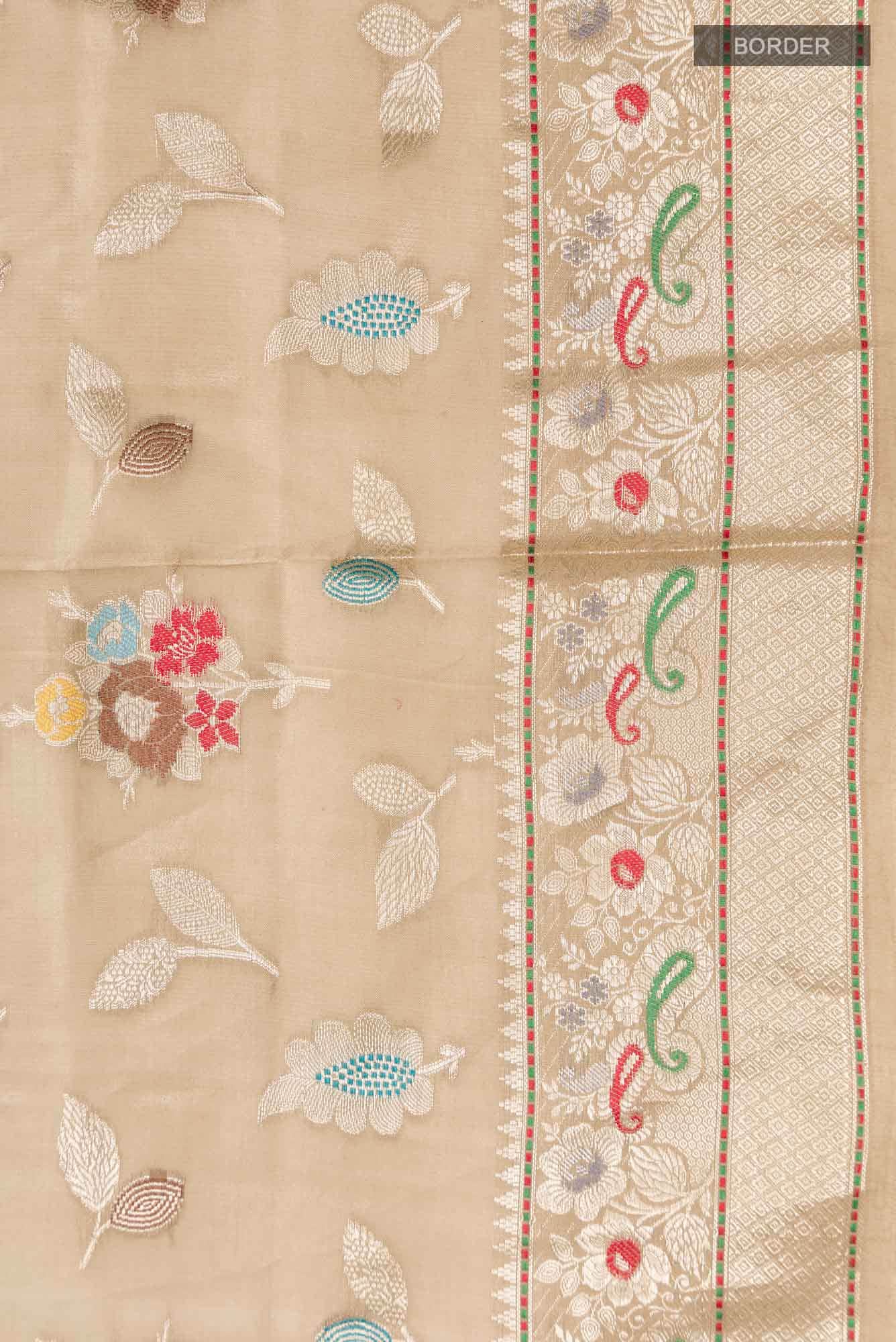 Beige Banarasi Raw Silk Saree