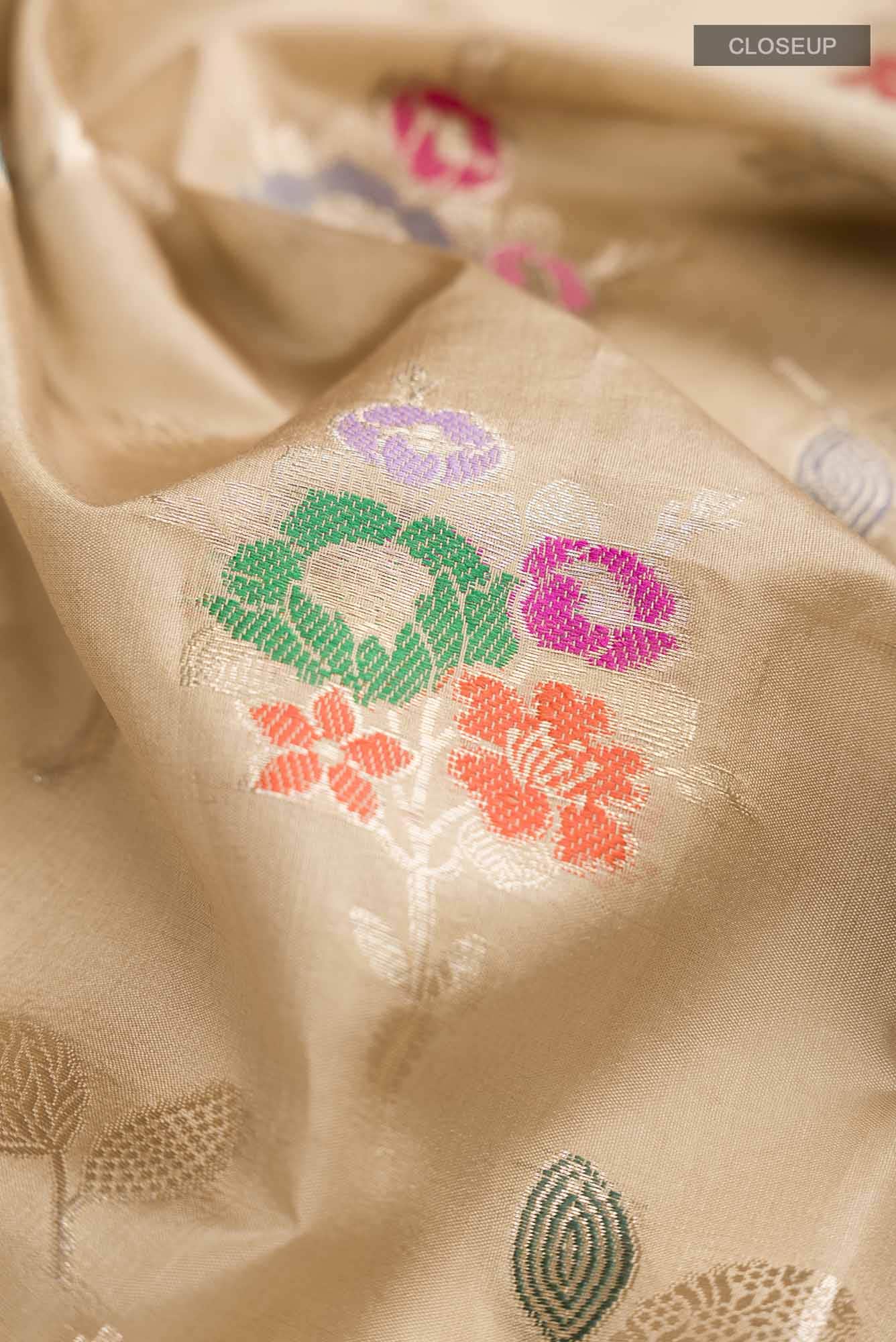 Beige Banarasi Raw Silk Saree