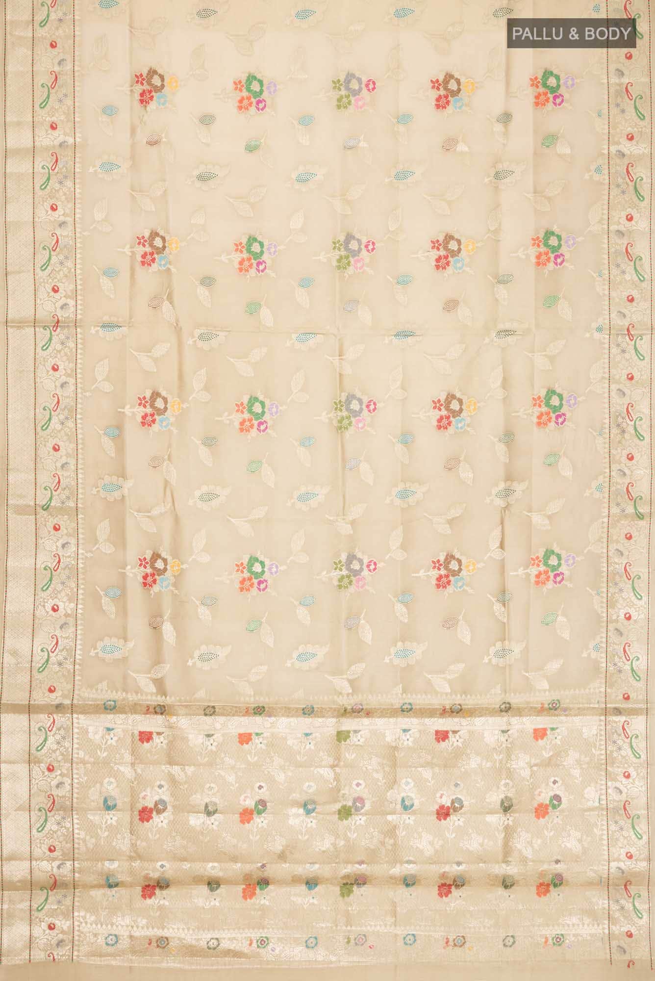 Beige Banarasi Raw Silk Saree