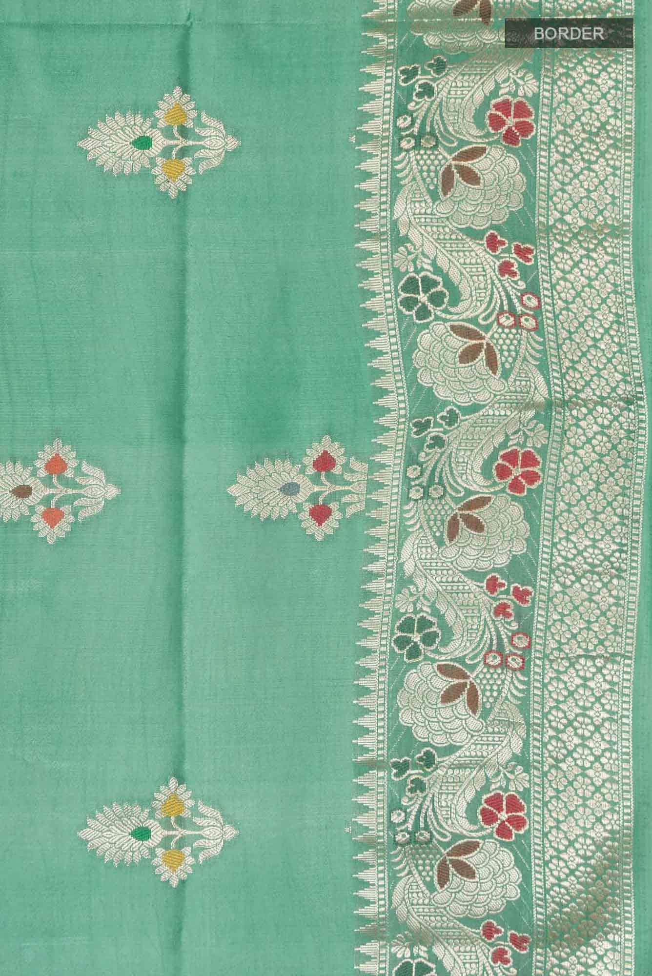 Green Banarasi Raw Silk Saree