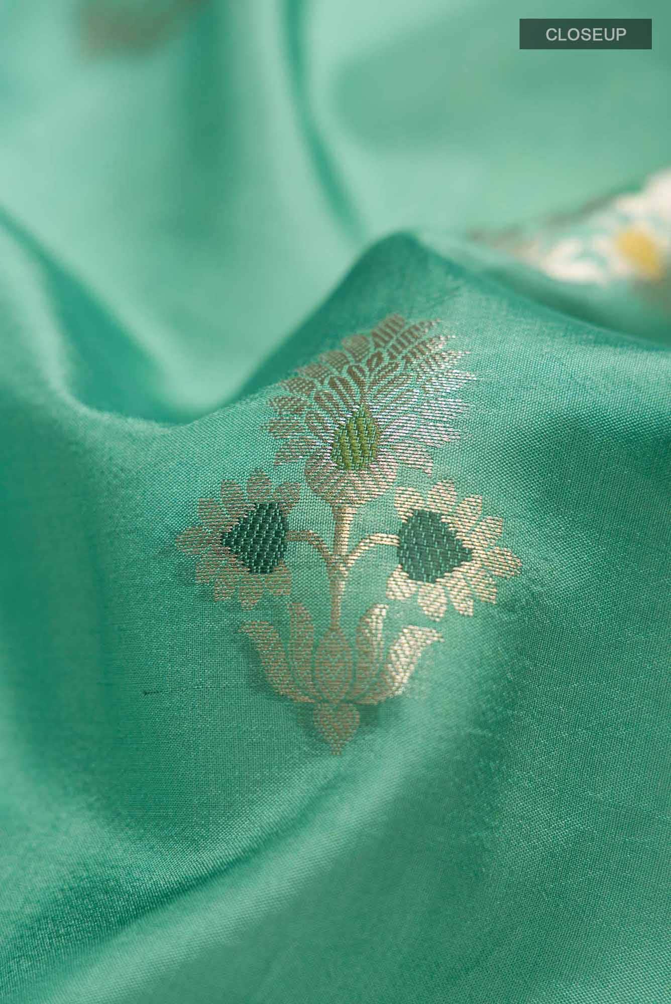 Green Banarasi Raw Silk Saree