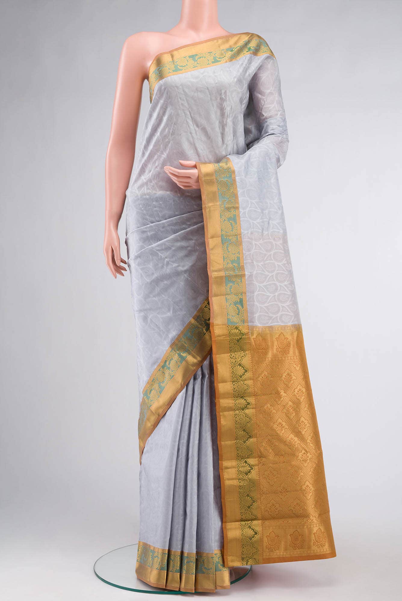 Grey Kanchipuram Silk Saree