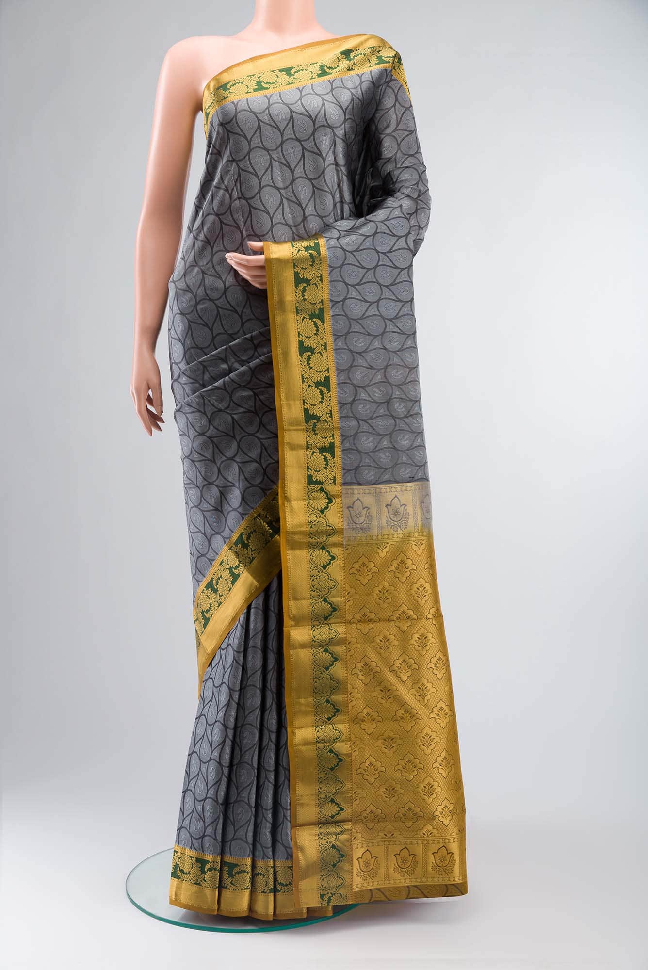 Grey Kanchipuram Silk Saree
