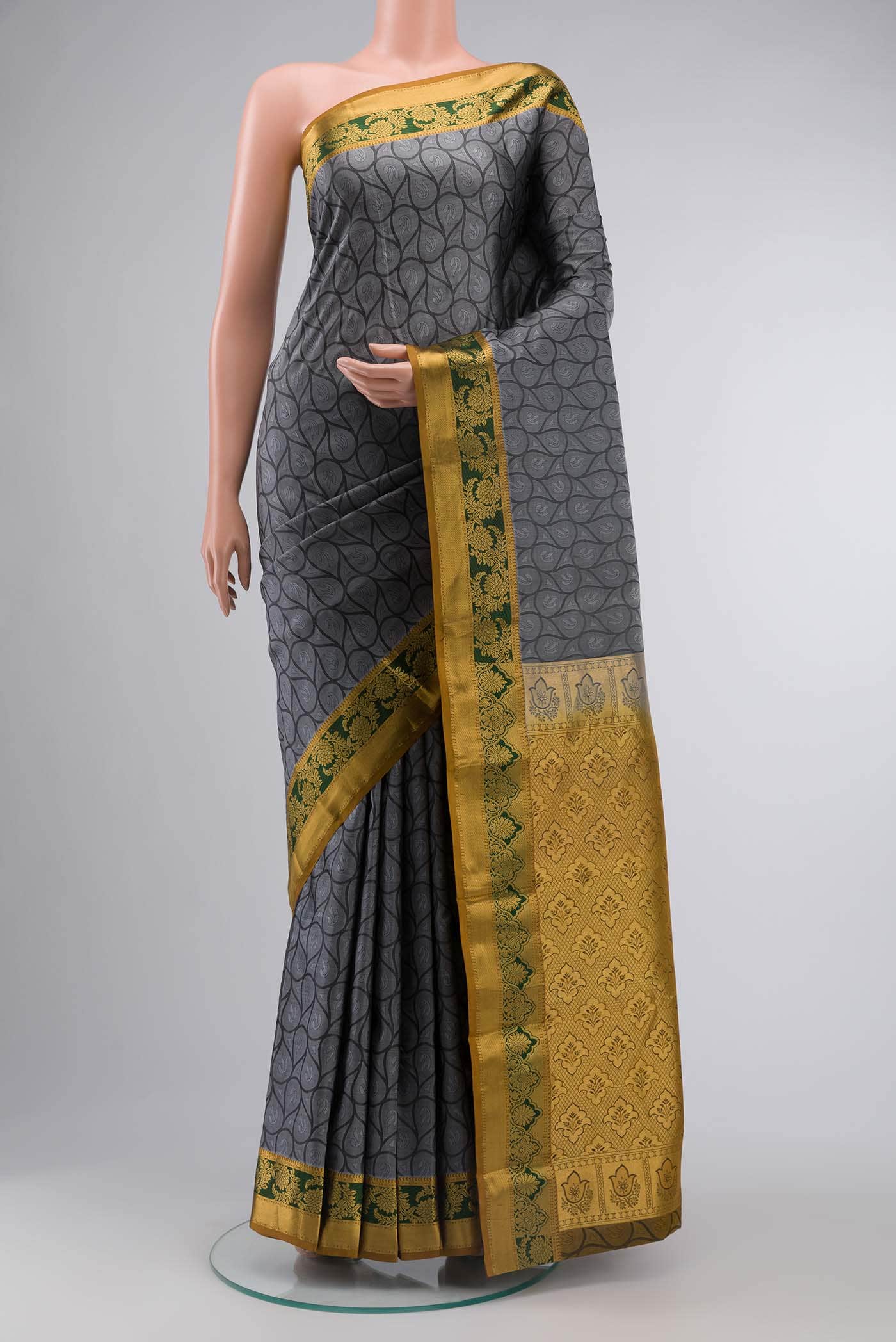 Grey Kanchipuram Silk Saree