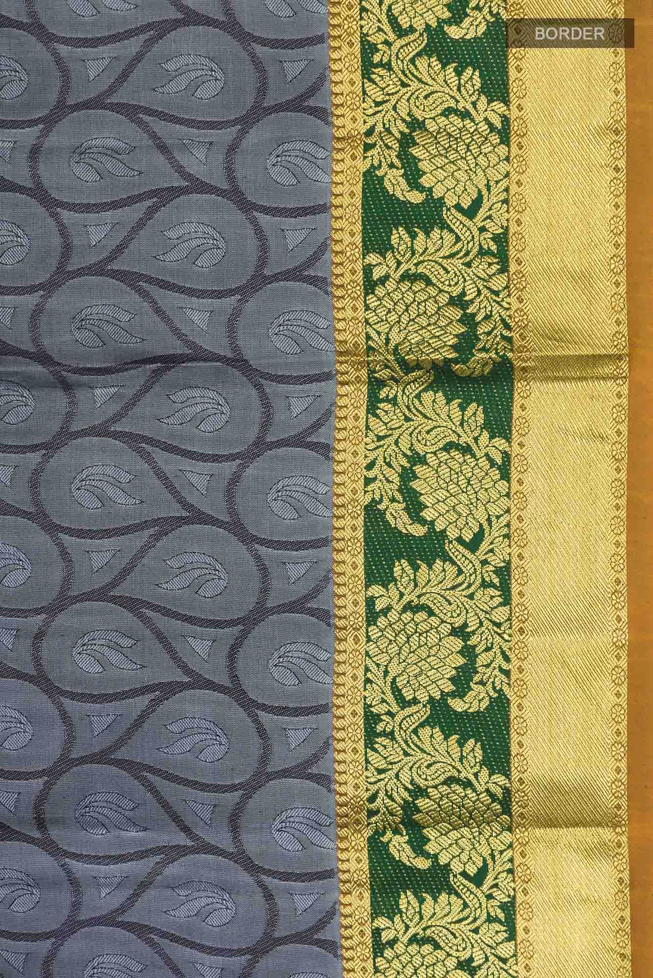 Blue Grey Kanchipuram Silk Saree