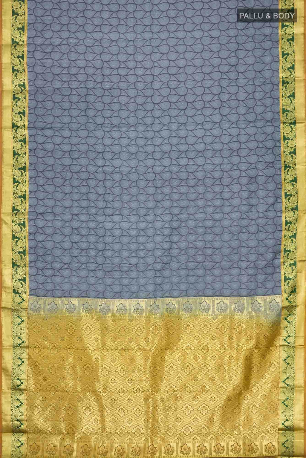 Blue Grey Kanchipuram Silk Saree
