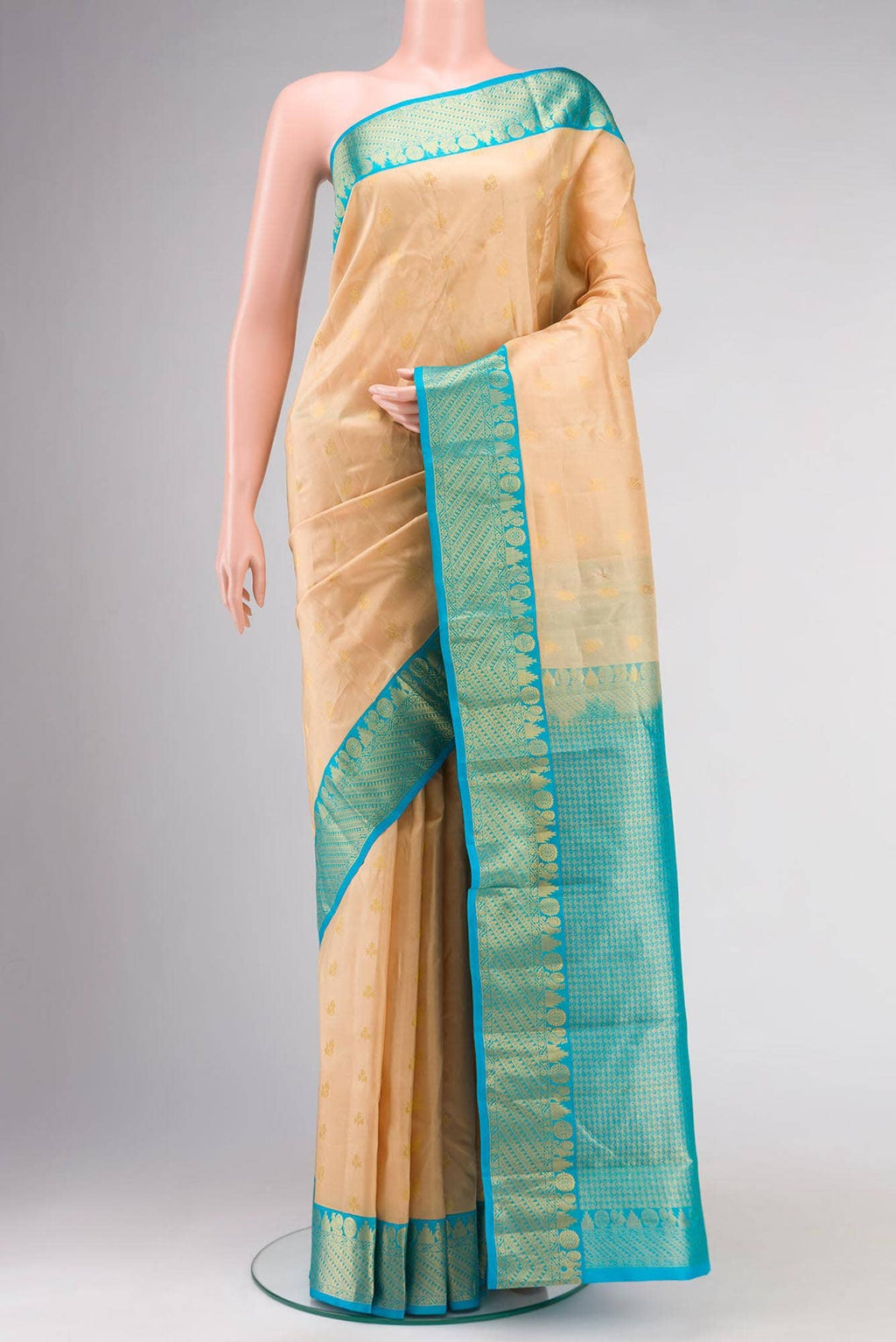 Beige Kanchipuram Silk Saree