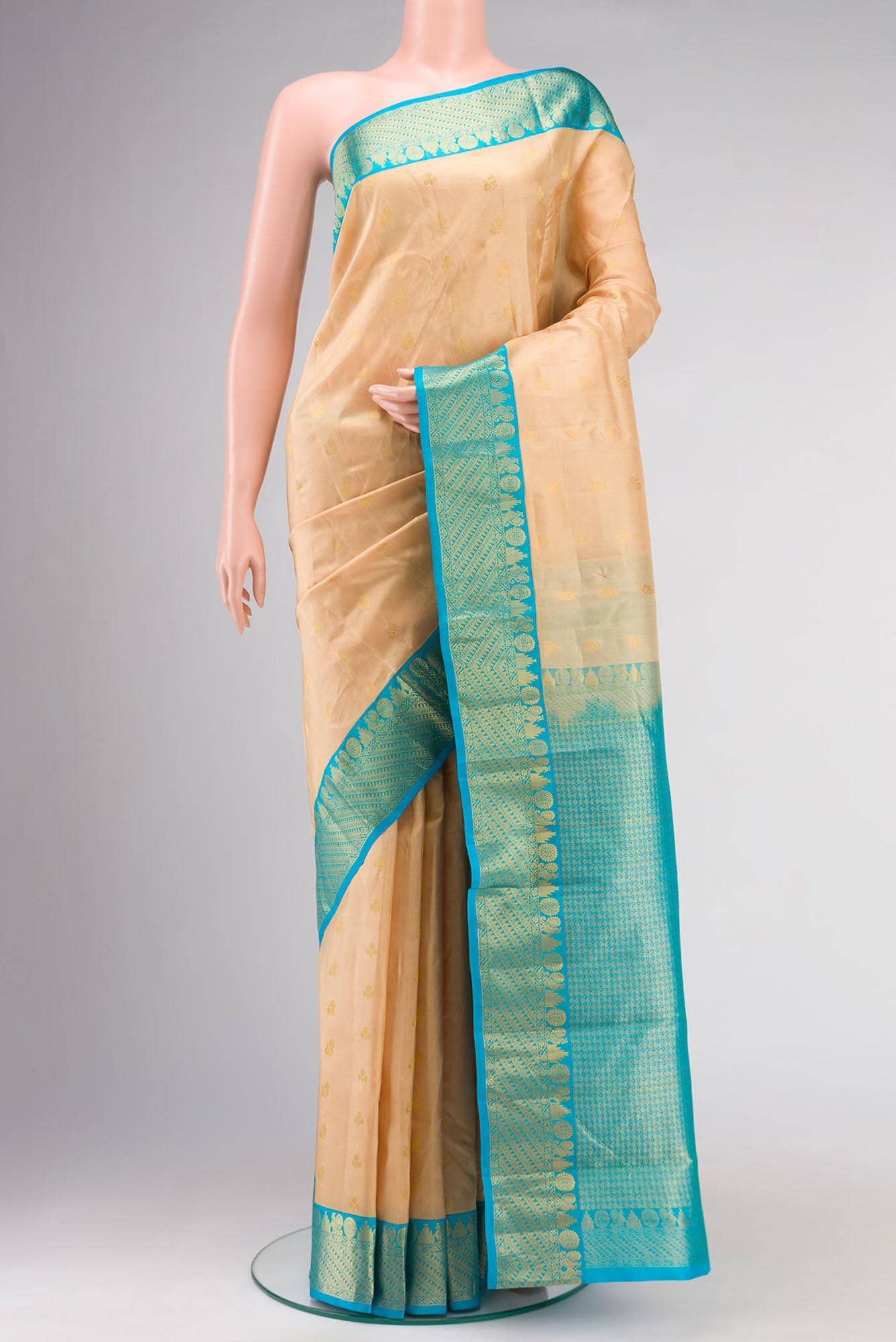 Beige Kanchipuram Silk Saree