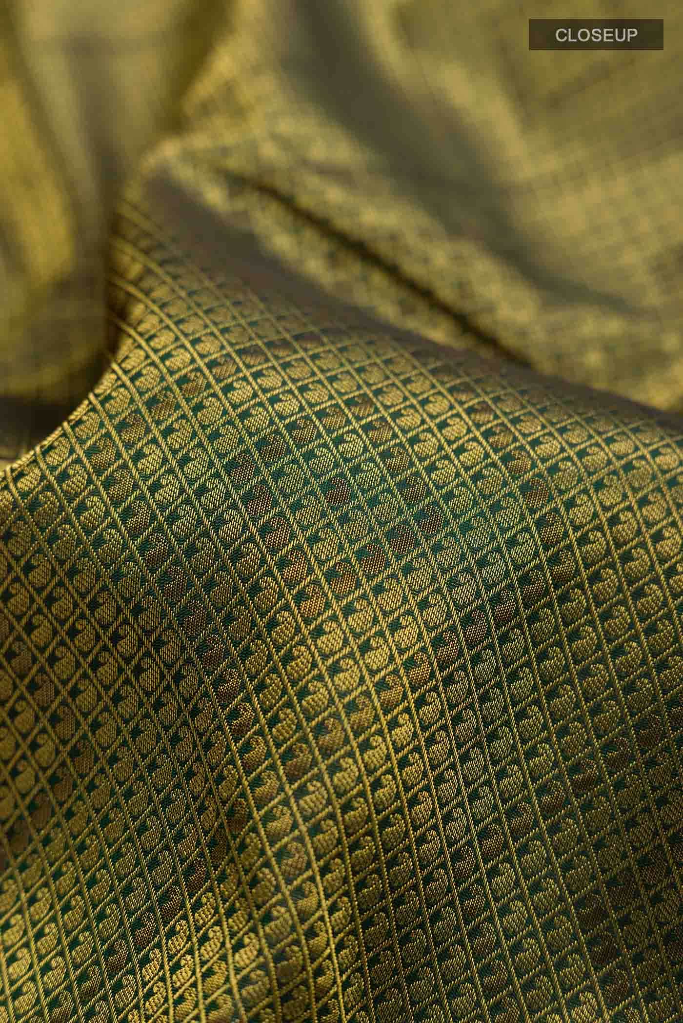 Bottle Green Kanchipuram Silk Saree