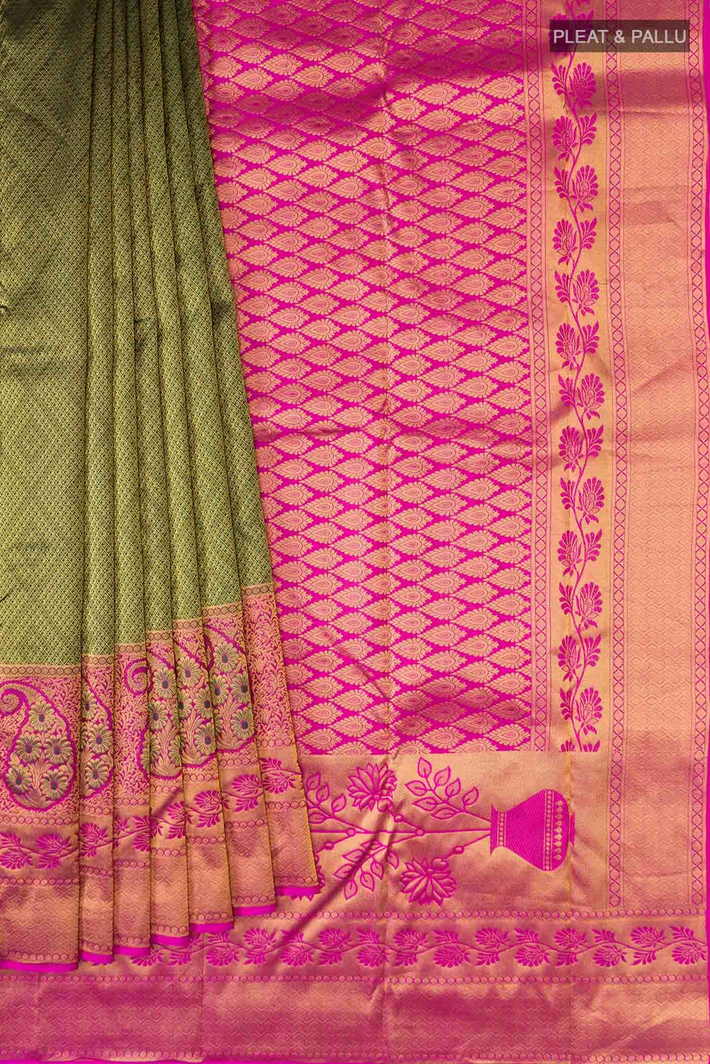 Bottle Green Kanchipuram Silk Saree