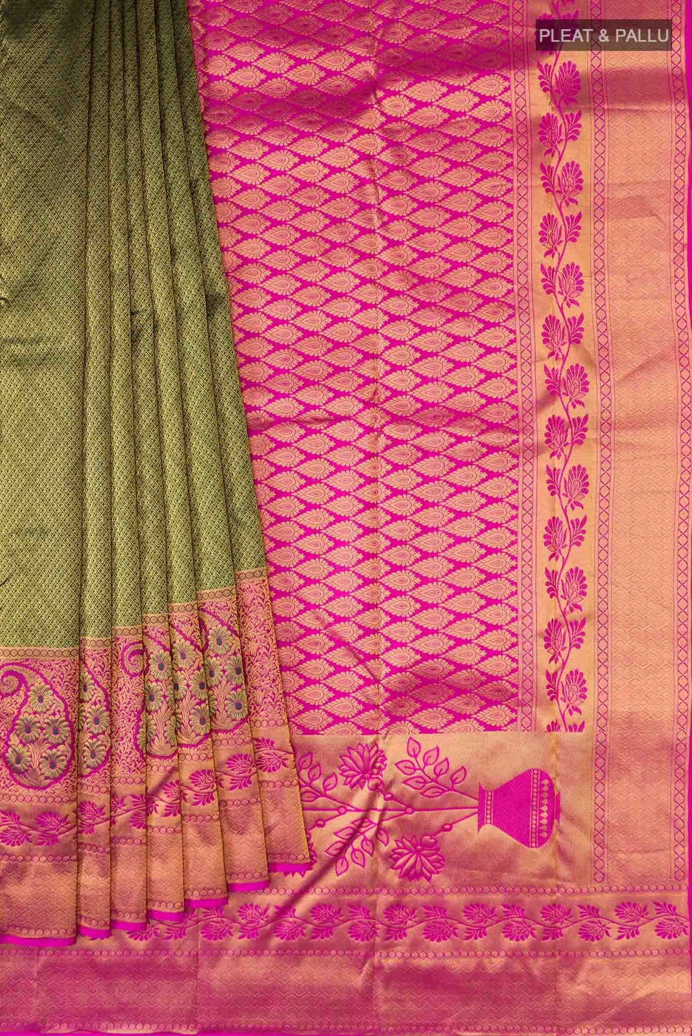 Bottle Green Kanchipuram Silk Saree